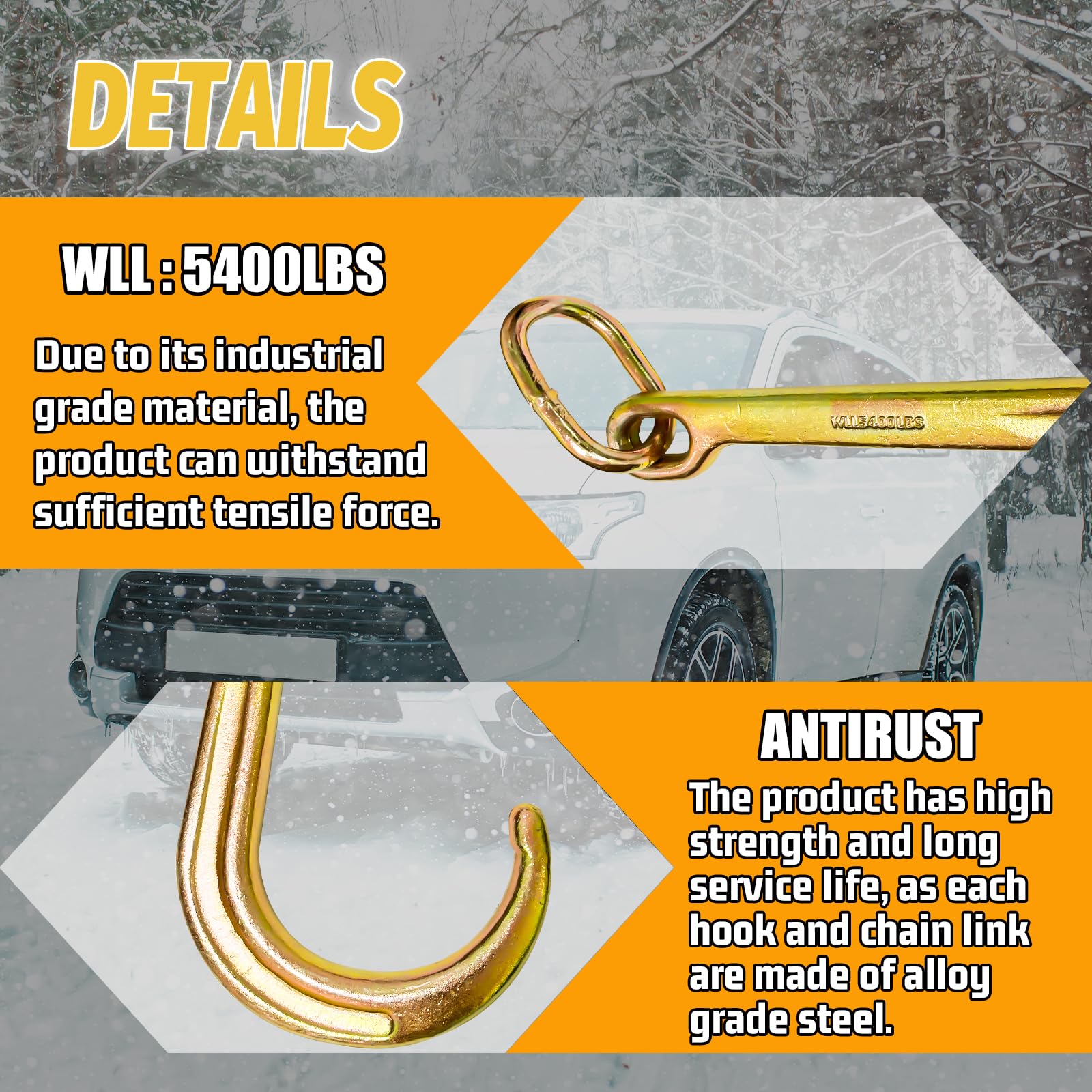 15 Inch Heavy Duty J Hook G70 Towing Hooks - 5400 Lbs Working Load Limit, Clevis Trailer Hooks for Coupling Link & Axle Strap - Ideal for Wrecker Rollback, Tow Chains, and Truck Equipment (Perfect for Trailers, Off-Road Recovery & Towing Operations)
