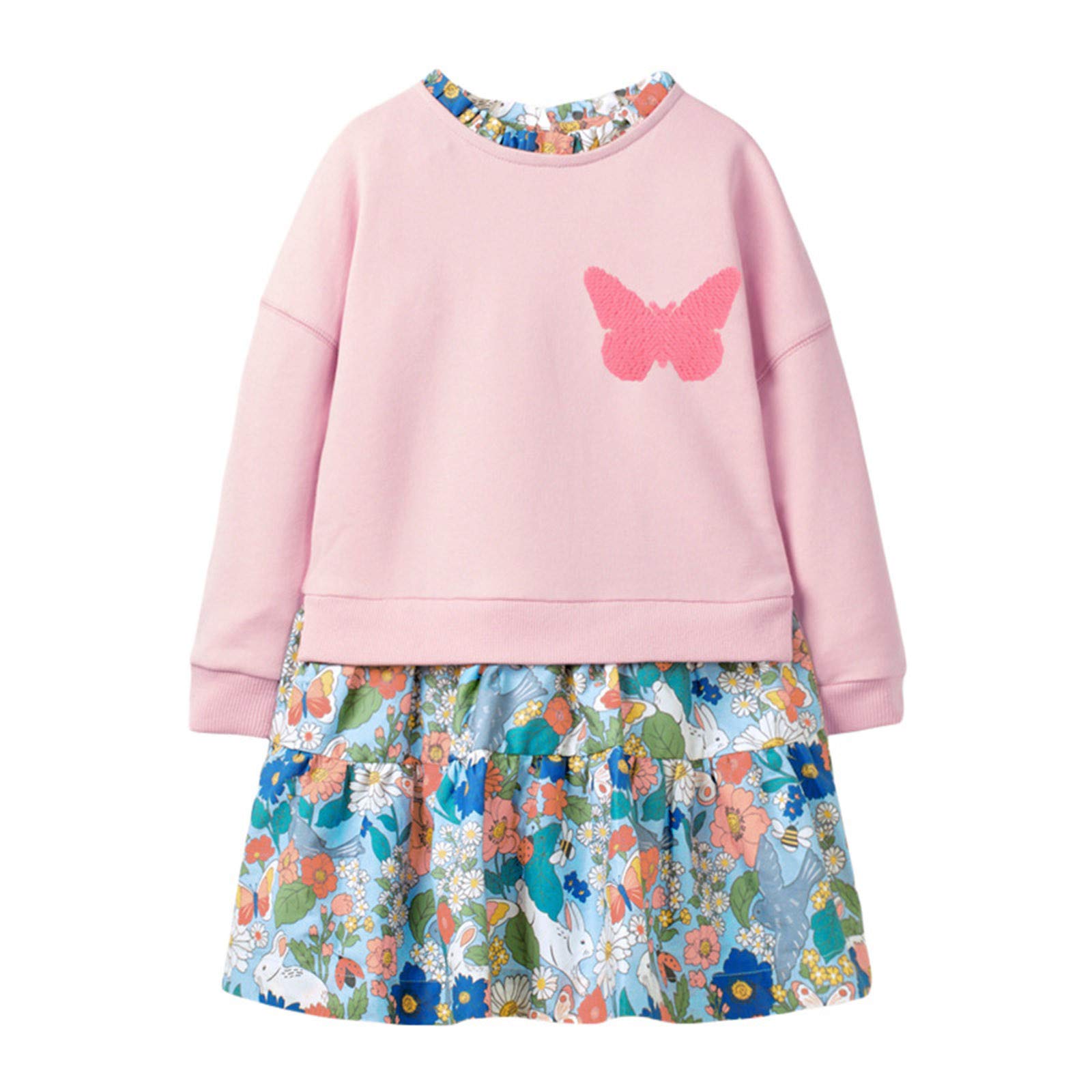 **Adorable Long-Sleeved Butterfly Floral Print Baby Bibs for Girls - Soft & Absorbent Toddler Bibs for Messy Meals, Playtime & Special Occasions**