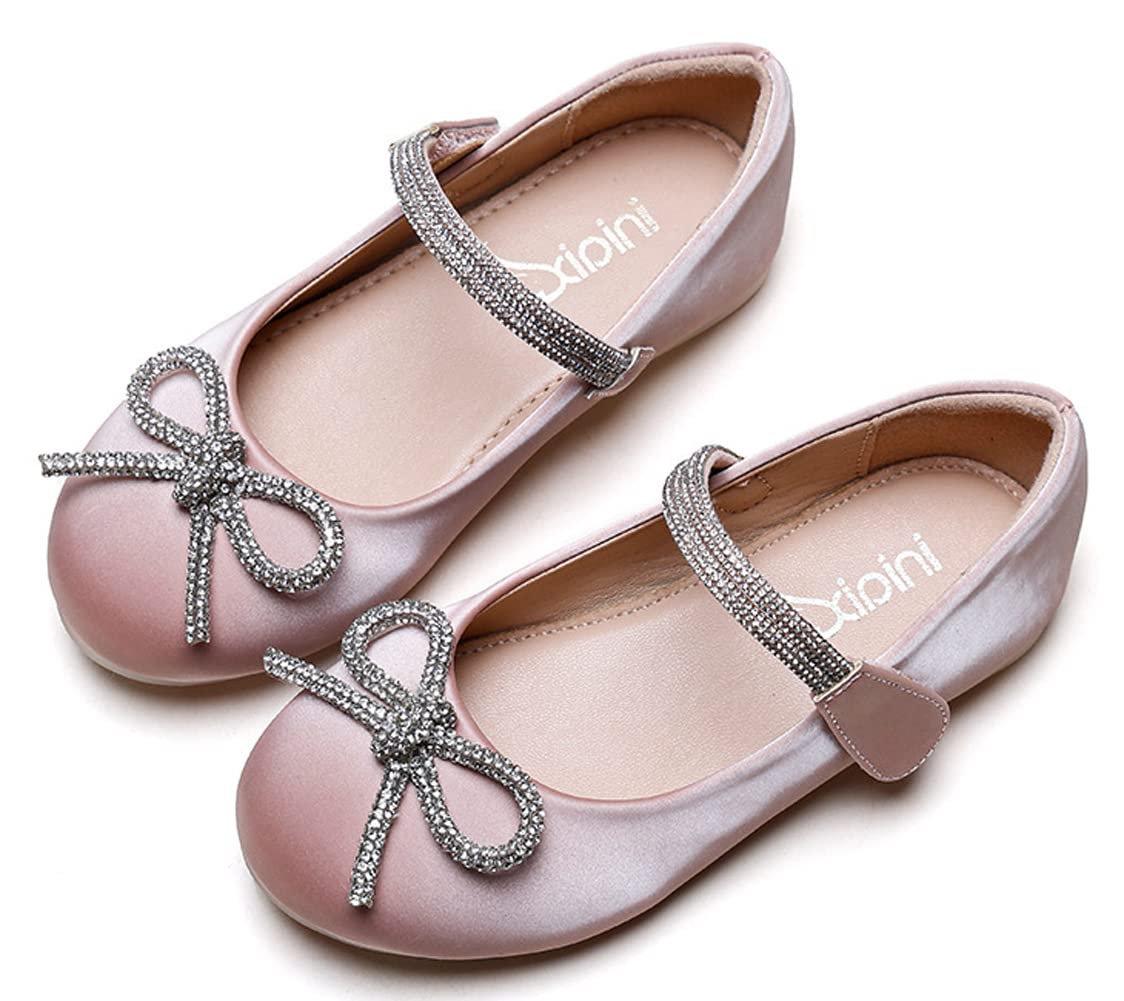 **Girls Ballet Flats with Pearl & Bow - Soft Sole Velvet Princess Shoes for Kids | Perfect for Dance, Parties & Everyday Wear**
