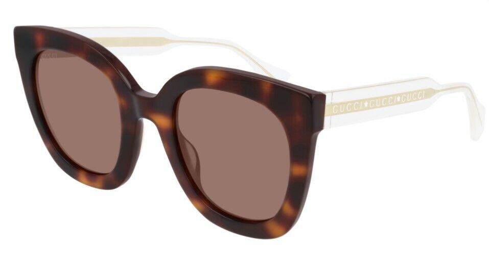 Gucci GG 0564SN 002 Havana Brown Transparent Crystal Cat Eye Unisex Sunglasses for Men & Women - UV Protection Fashion Shades for Beach, Driving & Outdoor Activities