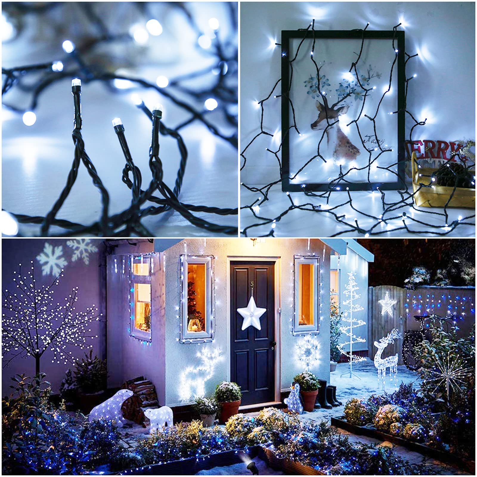 YAOZHOU 2 Pack Solar Christmas Lights Outdoor Waterproof - 400LED 151ft Cool White Fairy String Lights with 8 Modes for Tree, Garden, Patio, Wedding, Party, Yard Decoration | Perfect for Holiday, Landscape, and Special Event Lighting