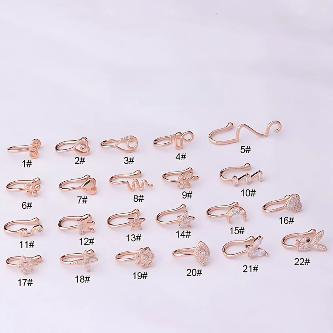 18K Gold Plated Fake Nose Ring - Cute Butterfly Nose Cuff for Women | Hypoallergenic & Comfortable | Perfect for Parties, Festivals & Everyday Wear (HSPJ366)