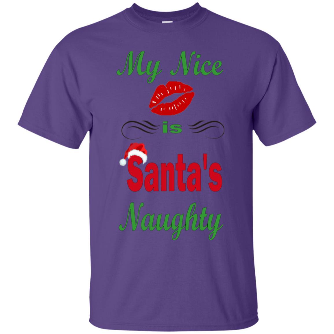 WineyBitches.co My Nice Is Santa's Naughty Ultra Soft Cotton T-Shirt - Funny Christmas Party Outfit, Holiday Gift for Women, Casual Wear
