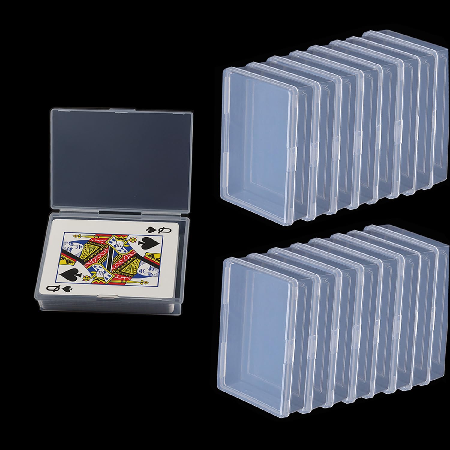 24PCS Plastic Playing Card Storage Case - Empty Deck Box Holder for Poker Cards (3.6x2.6x0.8 Inch) - Perfect for Card Games, Magic Tricks & Collectible Card Organization (No Cards Included)