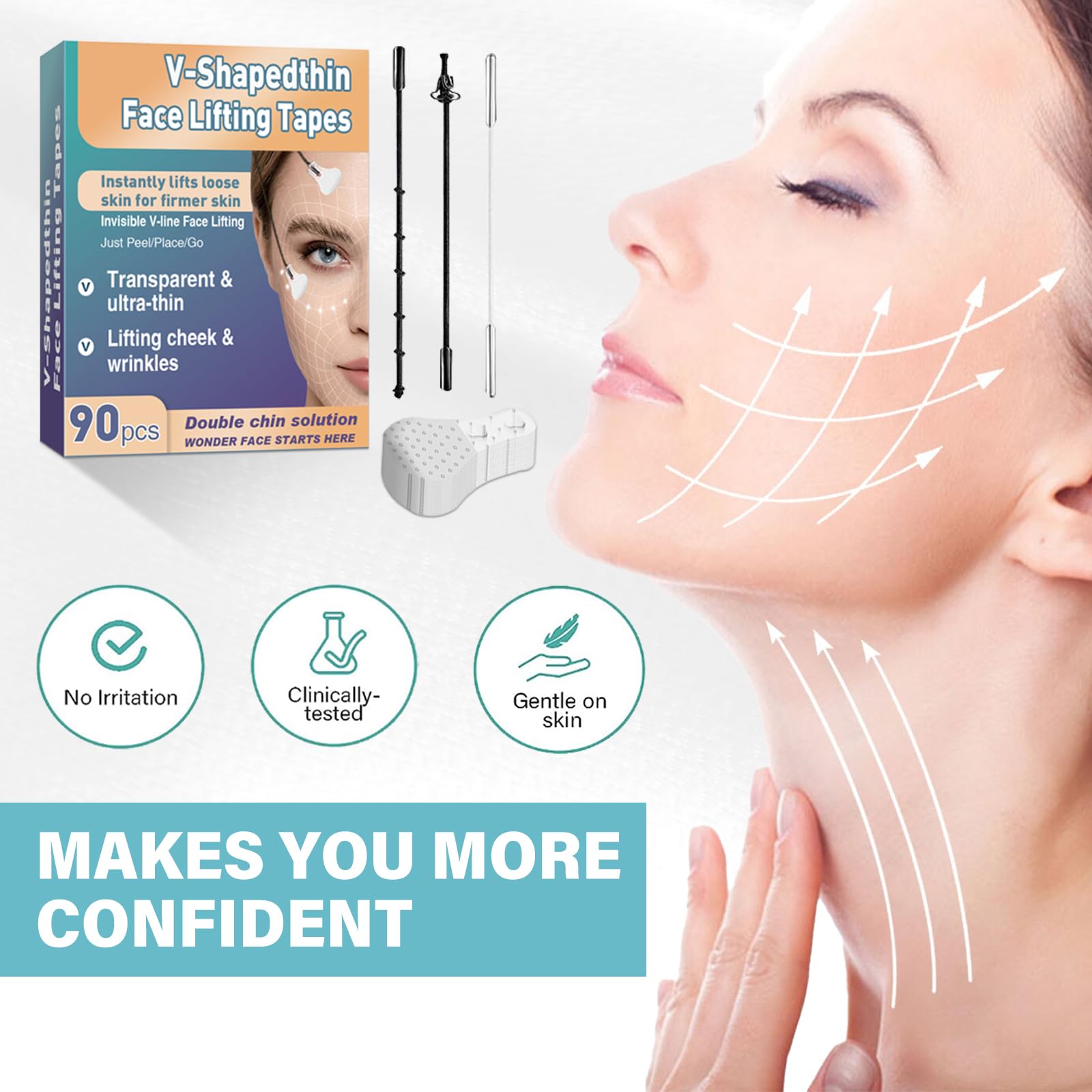 Face Lift Tape 90pcs - Anti-Wrinkle & Skin Tightening for Face, Neck, Eyes - Perfect for Makeup & Special Events