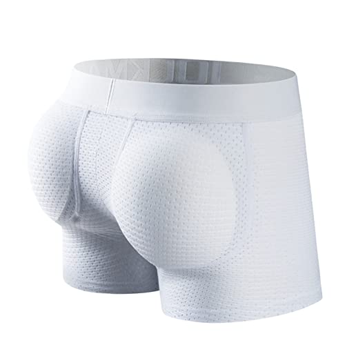 **GSFLYSH Men's Mesh Boxer Briefs with Hip & Butt Pads - Breathable Elastic Underwear for Comfort & Enhancement - Ideal for Cycling, Sports & Everyday Wear**