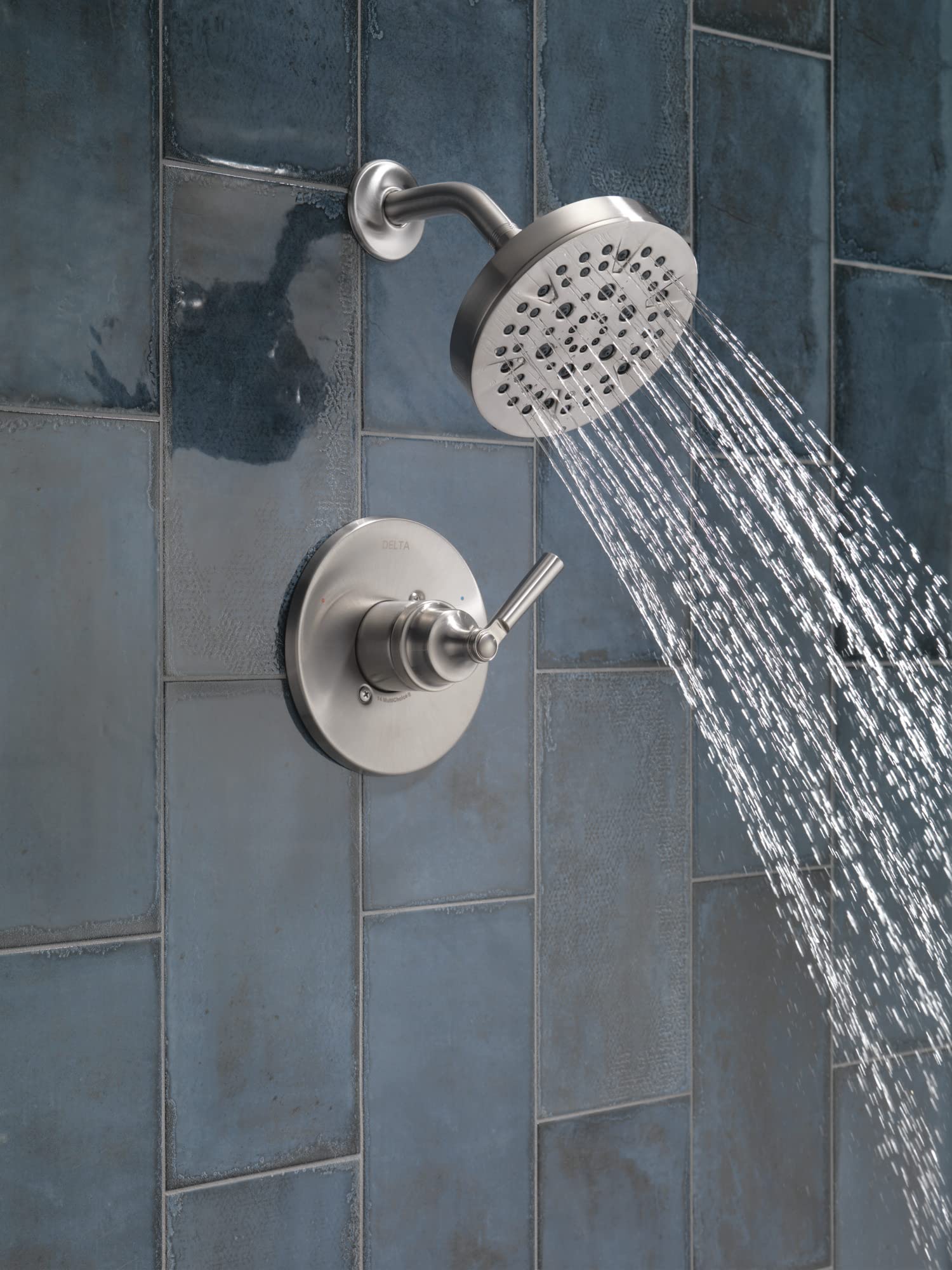 Delta Saylor 14 Series Brushed Nickel Shower Valve Trim Kit - Complete Shower System with Faucet Set, Fixture, Shower Head & Handle (T14235-SS, Valve Not Included) - Perfect for Bathroom Renovation & Modern Home Upgrade