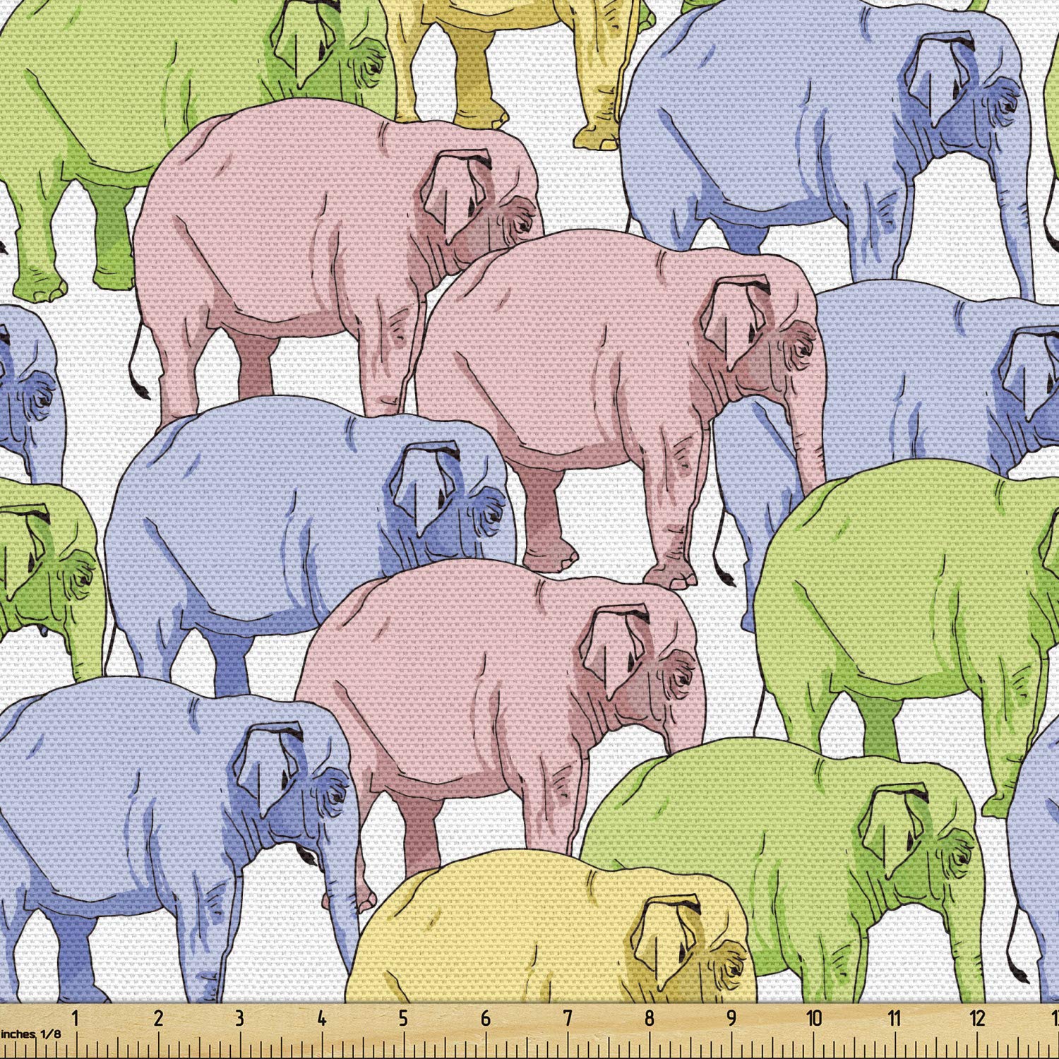 Ambesonne Animal Print Fabric by The Yard - Colorful Savannah Jungle Rainforest Wildlife Design for Upholstery, Curtains & Home Decor | 10 Yards Multicolor Cotton Material | Perfect for DIY Projects, Pillow Covers & Furniture Makeovers