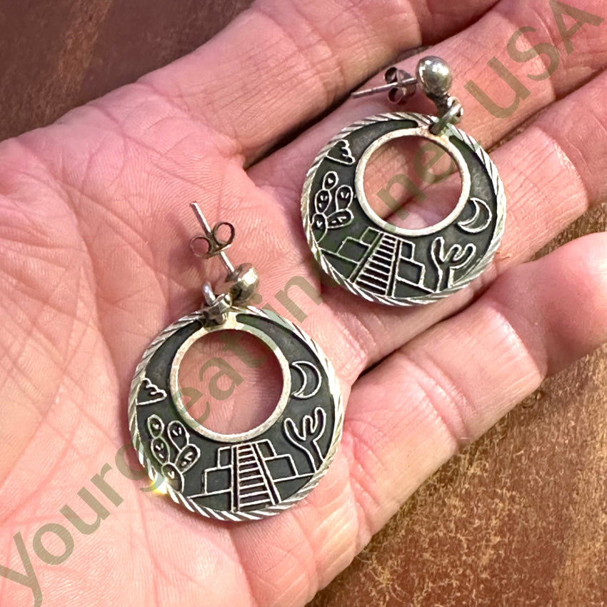 Vintage Mexican Sterling Silver Hoop Earrings for Women - Handmade Pierced Jewelry for Everyday Wear & Special Occasions
