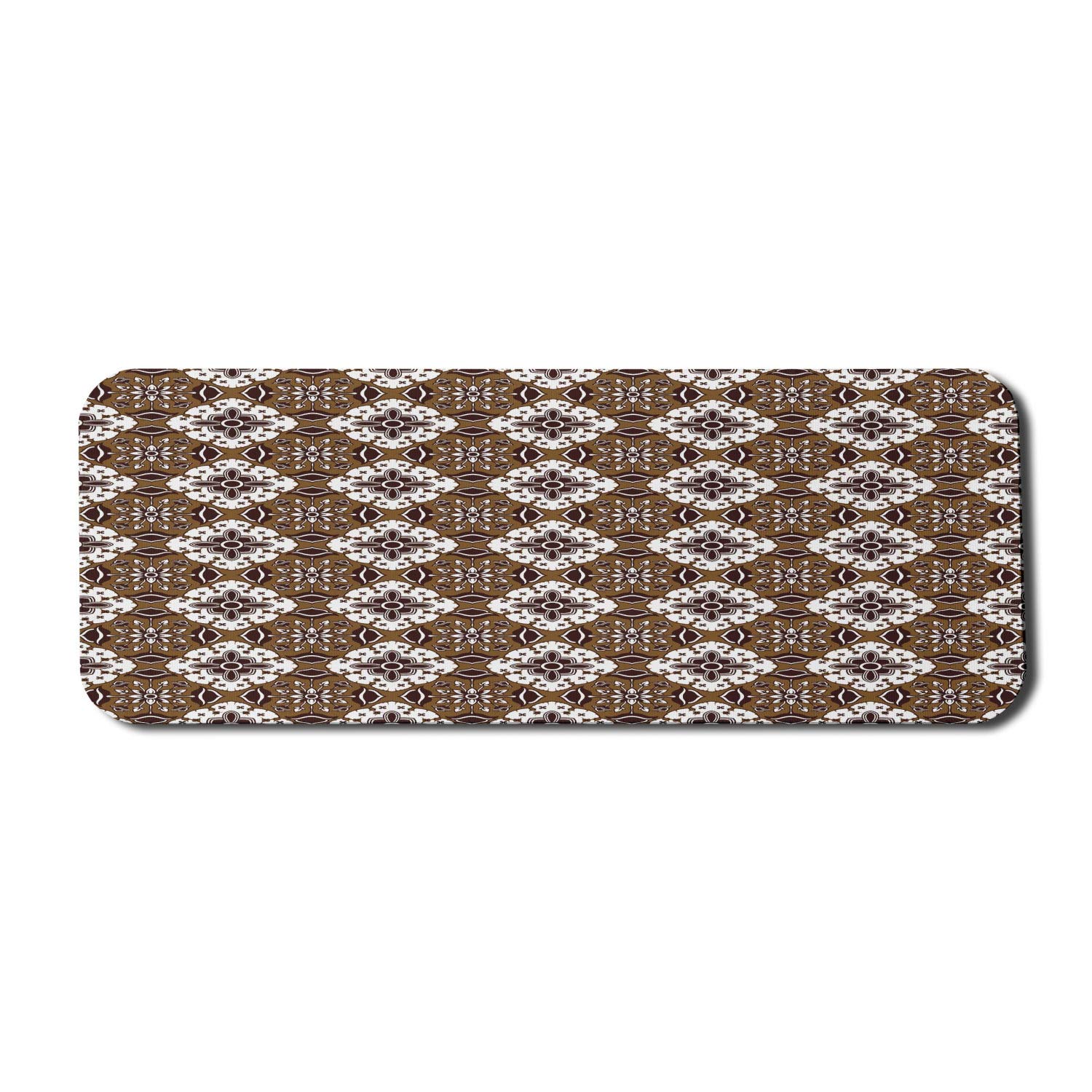 Ambesonne Large Chocolate Brown Computer Mouse Pad - Non-Slip Rubber Gaming Mouse Mat with Indonesian Batik Floral Pattern, 31