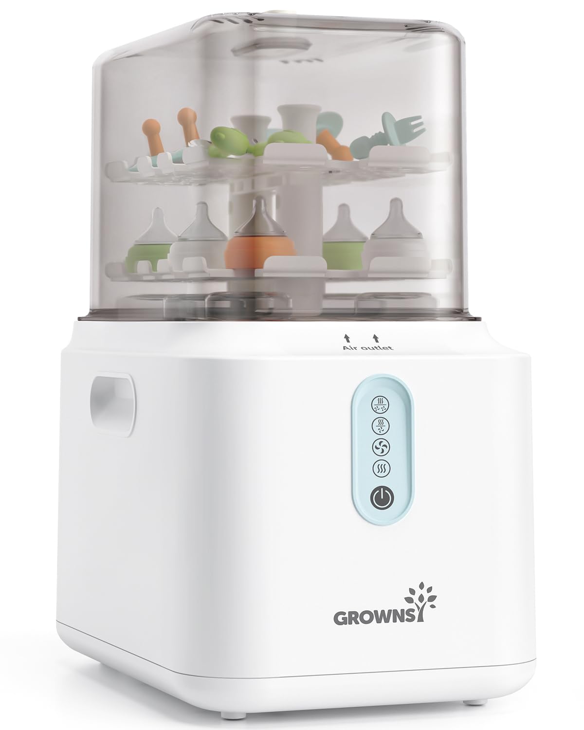 Grownsy 3-Layer Baby Bottle Sterilizer and Dryer - Fast UV Sterilization & Drying for Baby Bottles, Breast Pump Parts, Pacifiers & Toys - Perfect for Nursery, Travel & Daily Baby Care