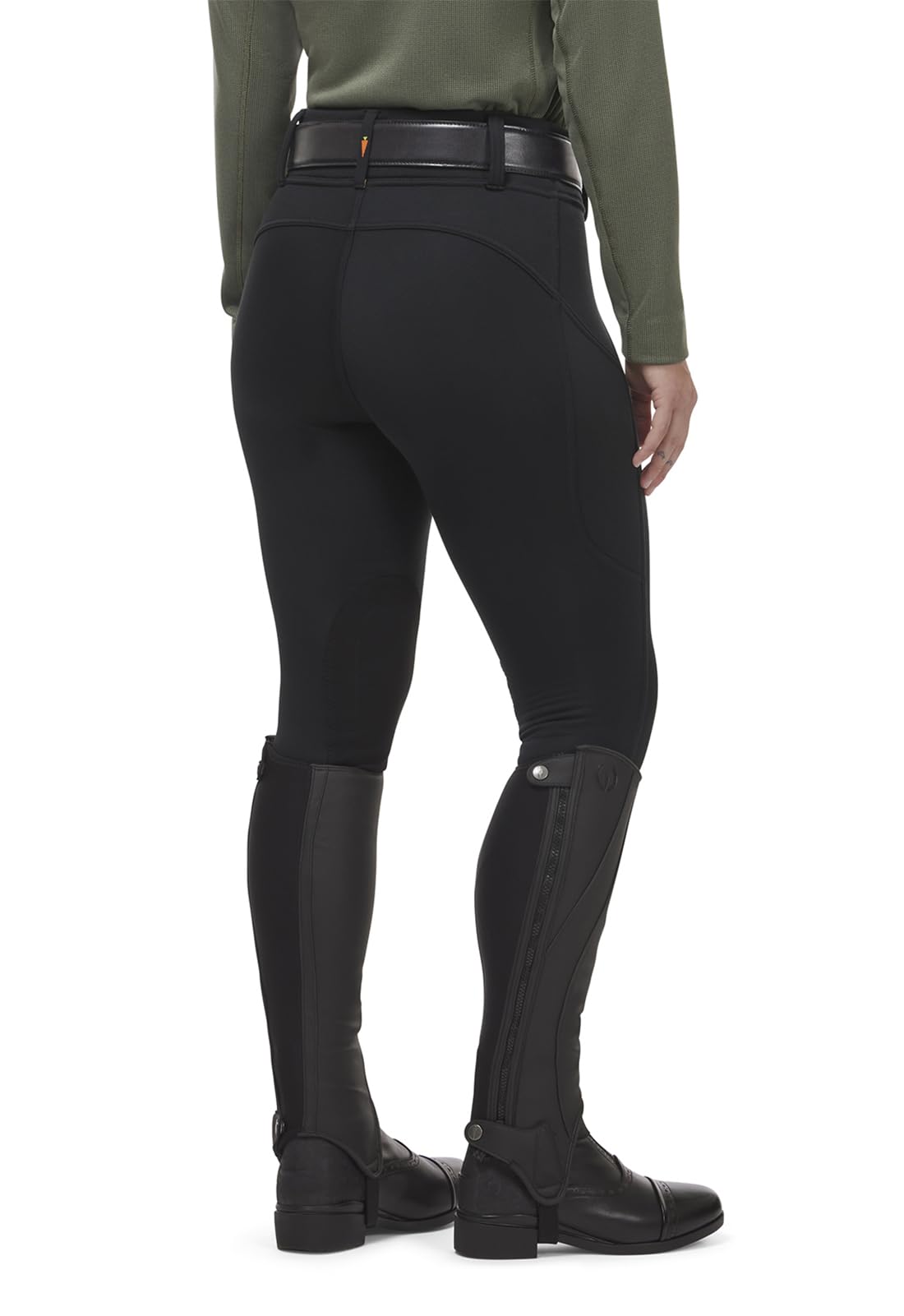 Kerrits Women's Sit Tight Wind Pro Knee Patch Winter Horse Riding Tights - Warm Polartec Equestrian Breeches with Phone Pocket for Cold Weather Riding & Outdoor Activities