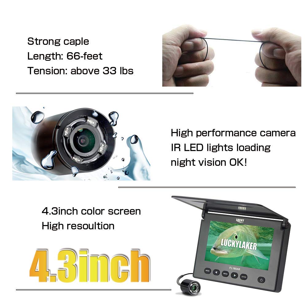 LUCKYLAKER Portable Underwater Fishing Camera with DVR - High Resolution Fish Finder for Ice Fishing, Kayak & Boat | Perfect for Freshwater, Saltwater & Night Fishing Adventures