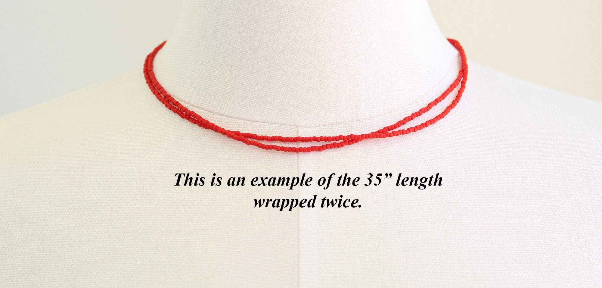 Matte Red Seed Bead Necklace - 1.5mm Thin Single Strand Beaded Necklace for Women (Opaque Cherry Red) | Elegant Boho Jewelry for Parties, Weddings & Everyday Wear