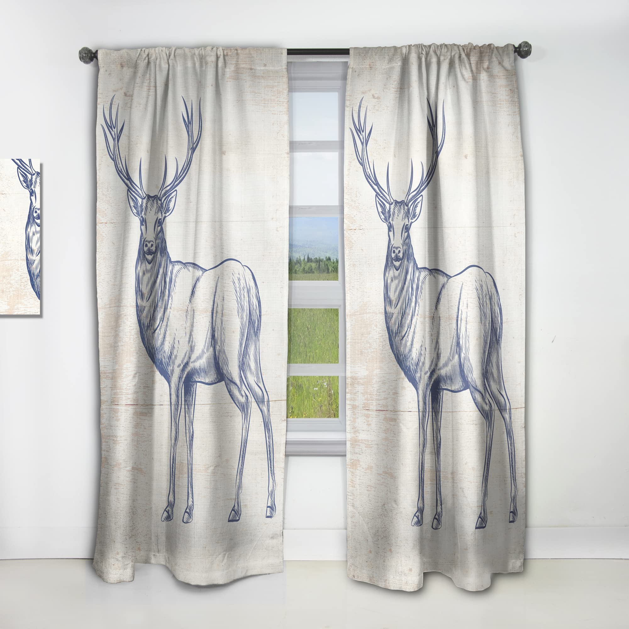 DesignQ 'Deer Wild and Beautiful XII' Thermal Insulated Curtain Panel - 52x84 Inches - Blackout Drapes for Bedroom & Living Room - Perfect for Winter Insulation & Light Control