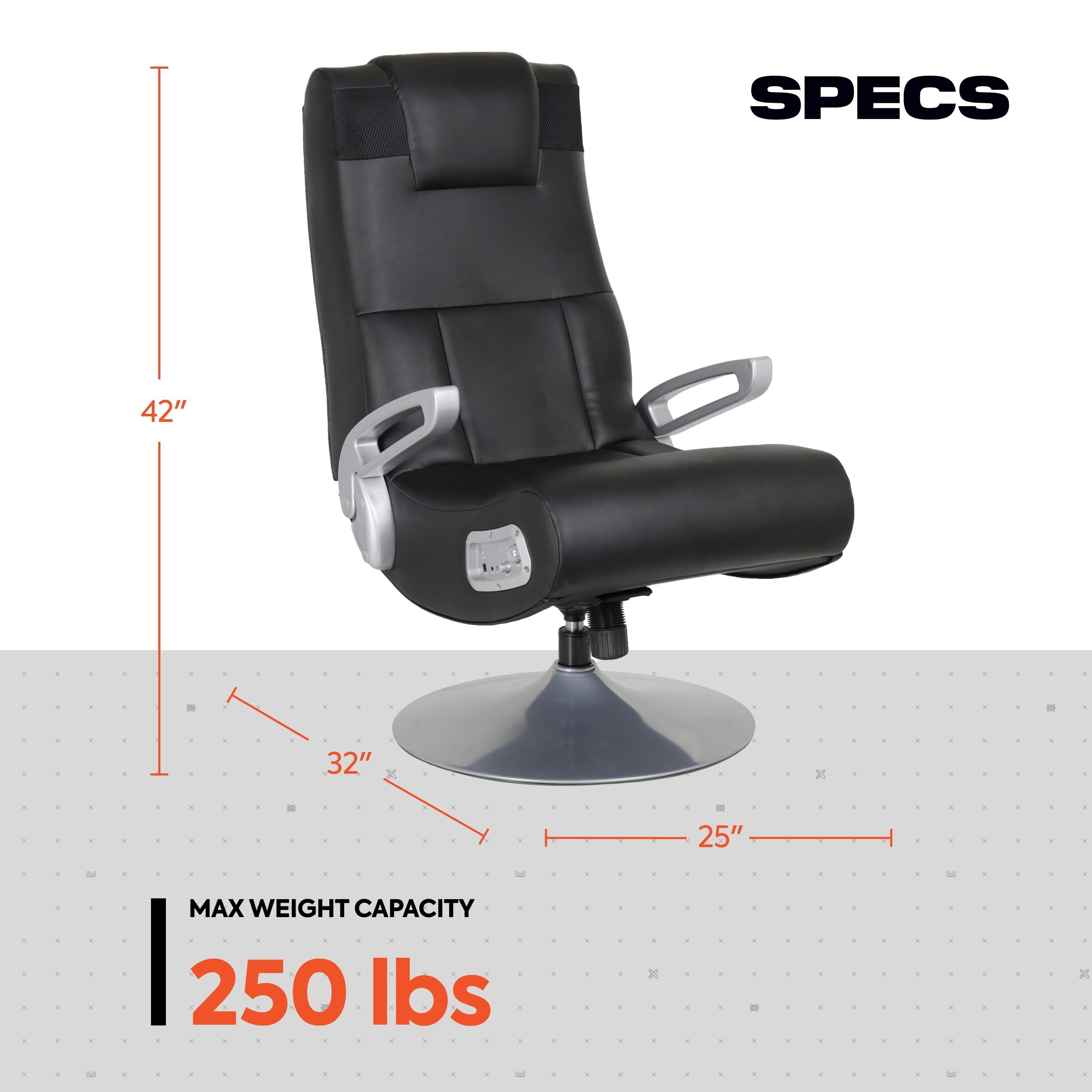 X Rocker SE Pro Wireless Video Gaming Chair with 2 Speakers & Subwoofer - Foldable Pedestal Lounger with Padded Armrests, Black (30.7