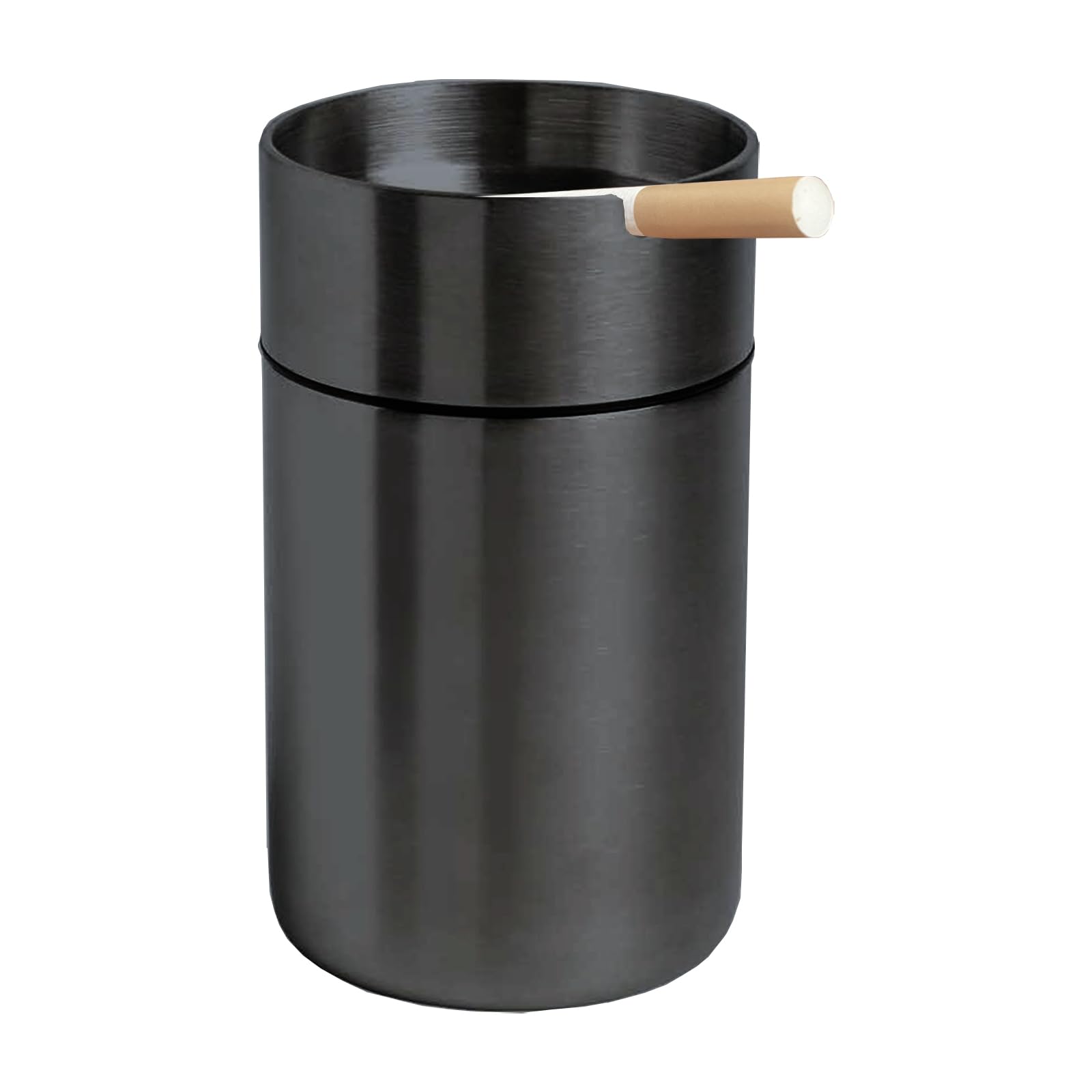 Portable Car Ashtray - Detachable Stainless Steel Smokeless & Windproof Ash Tray for Vehicles | Mini Car Trash Can (Black, 1-Pack) | Perfect for Road Trips, Commuting & Smoking on the Go