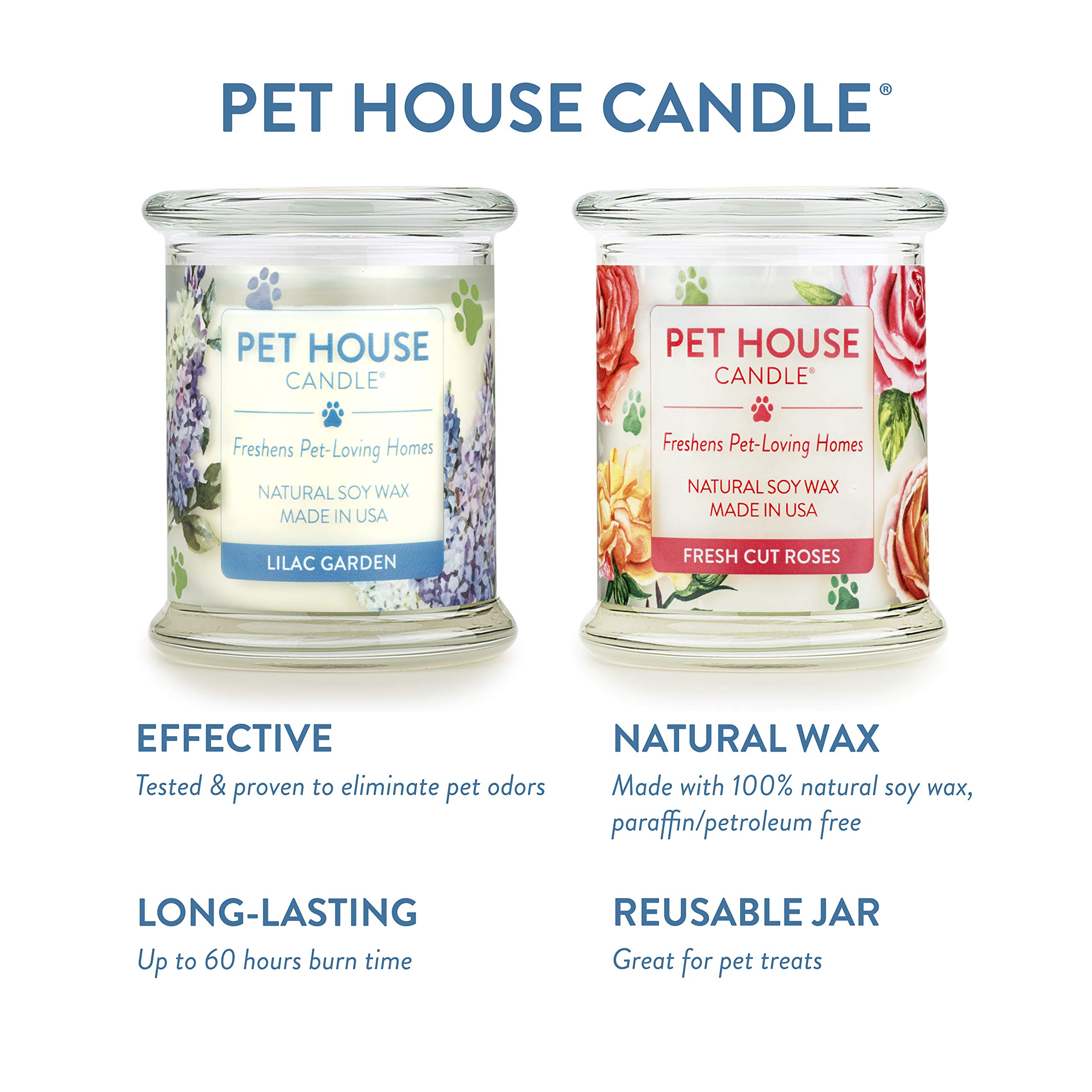 9 oz Lilac Garden & Fresh Cut Roses Scented Soy Candle for Pet Odor Elimination - Clean Burning, Long Lasting (60 Hours), Plant-Based Spring/Summer Fragrance - Pack of 2 | Perfect for Living Rooms, Bedrooms & Pet-Friendly Spaces