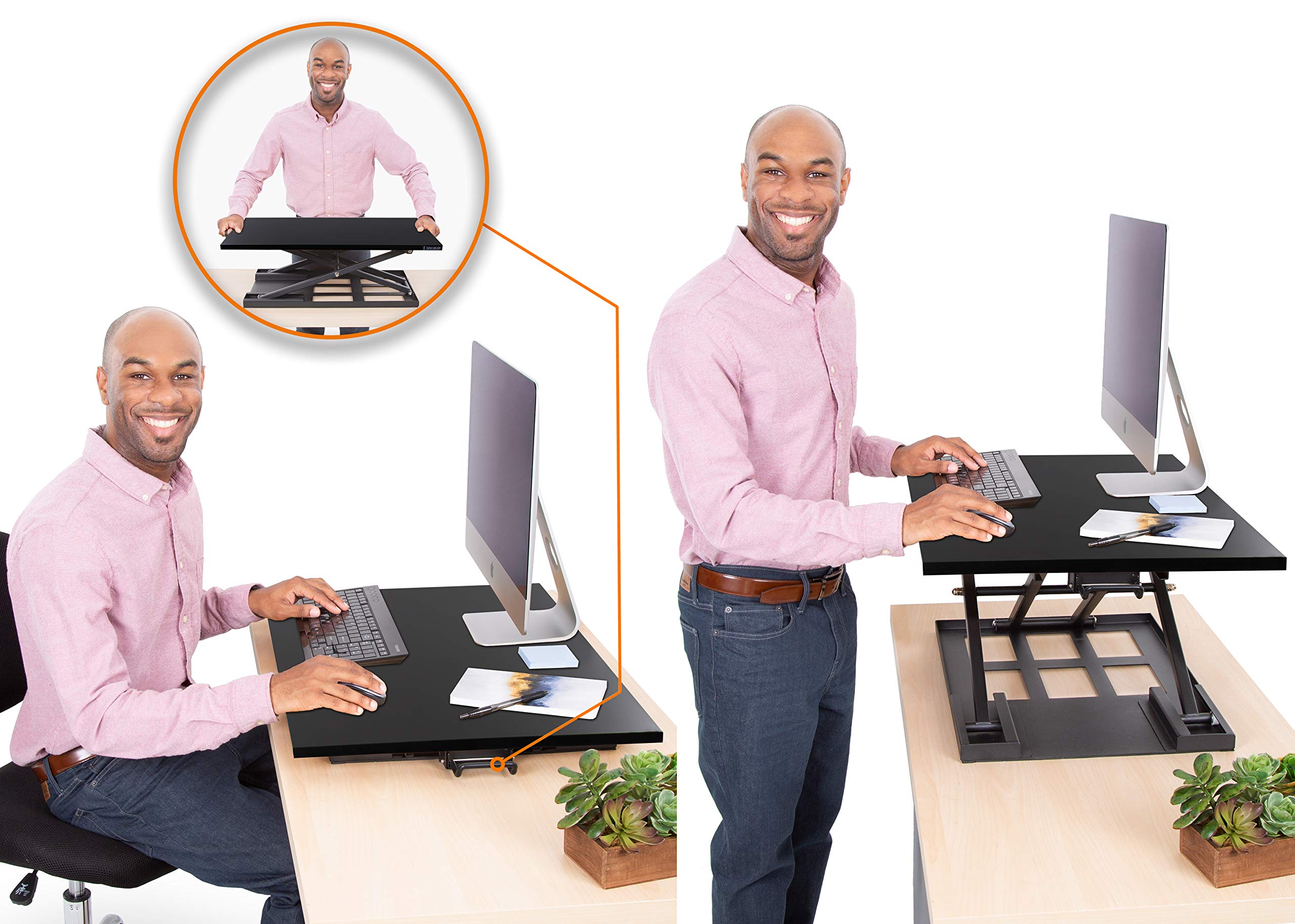 Stand Steady X-Elite Pro Ergonomic Adjustable Standing Desk Converter - 28x20 Inch Height Adjustable Laptop Riser for Home Office Workstation - Perfect for Sit-Stand Work Setup with Computer Monitor (Black)
