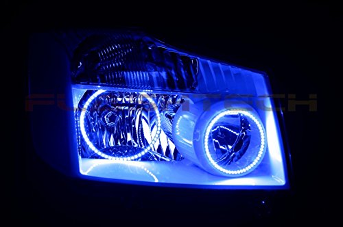 Flashtech LED RGB Multi-Color Halo Ring Headlight Kit with Bluetooth RF Remote & App Control - Compatible with Nissan Titan 2004-2014 - Upgrade Your Ride with Customizable Colors for Night Driving & Car Shows
