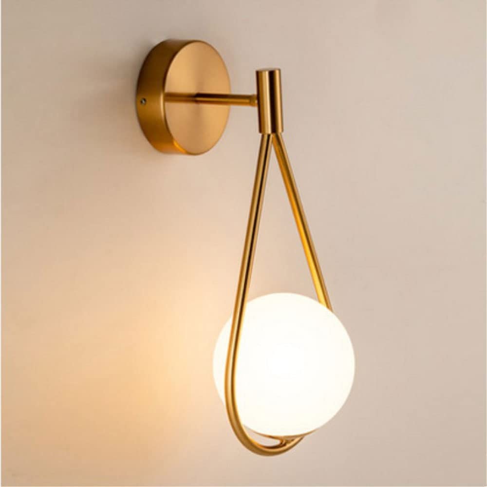 E27 LED Wall Lamp - Classic Metal & Glass Indoor Wall Light for Bedroom, Bathroom, Hallway - Dimmable Bracket Lighting Fixture (White) | Perfect for Ambient Lighting in Living Rooms & Staircases