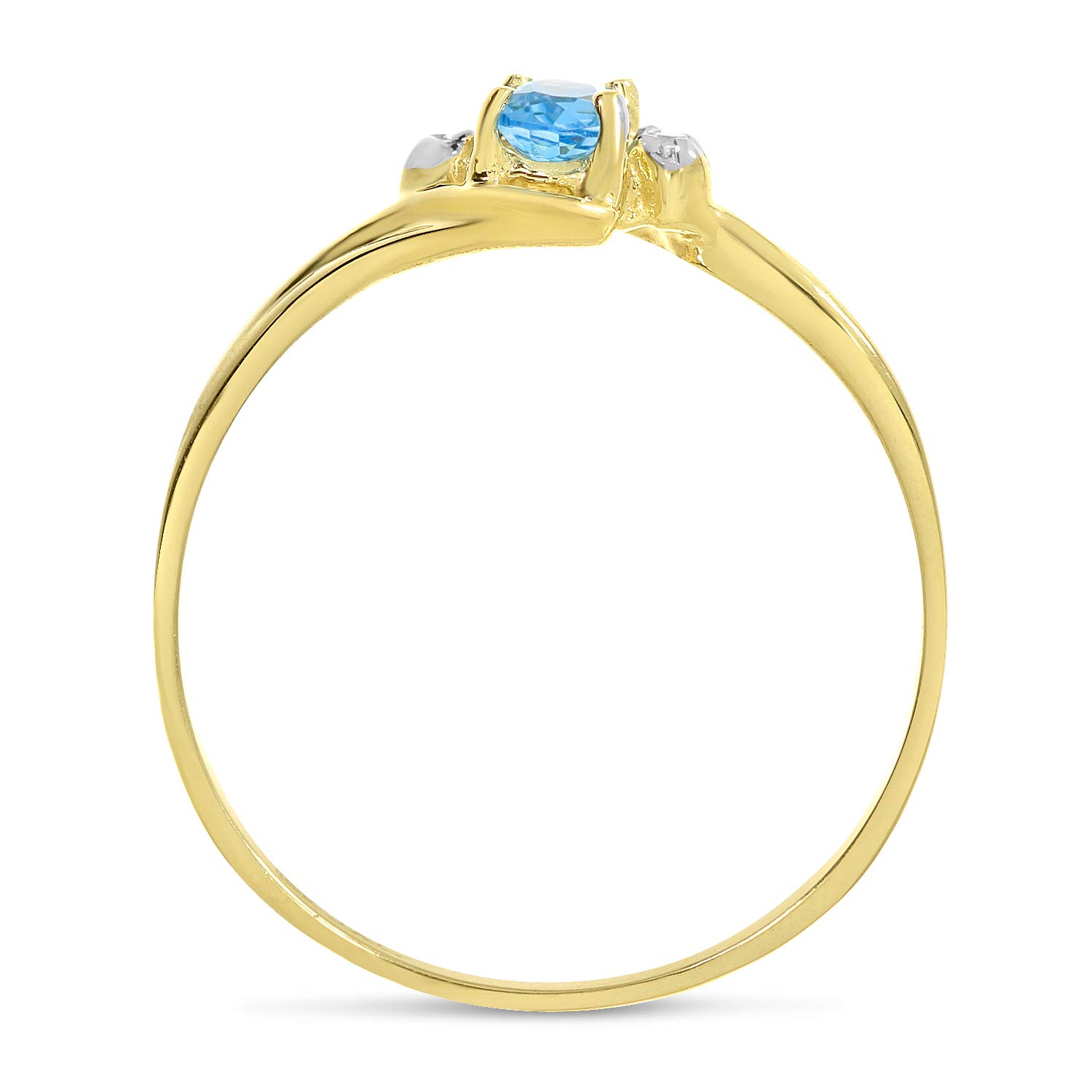 10K Yellow Gold Blue Topaz and Diamond Ring for Women - Elegant Jewelry Gift for Anniversary, Engagement, or Special Occasions