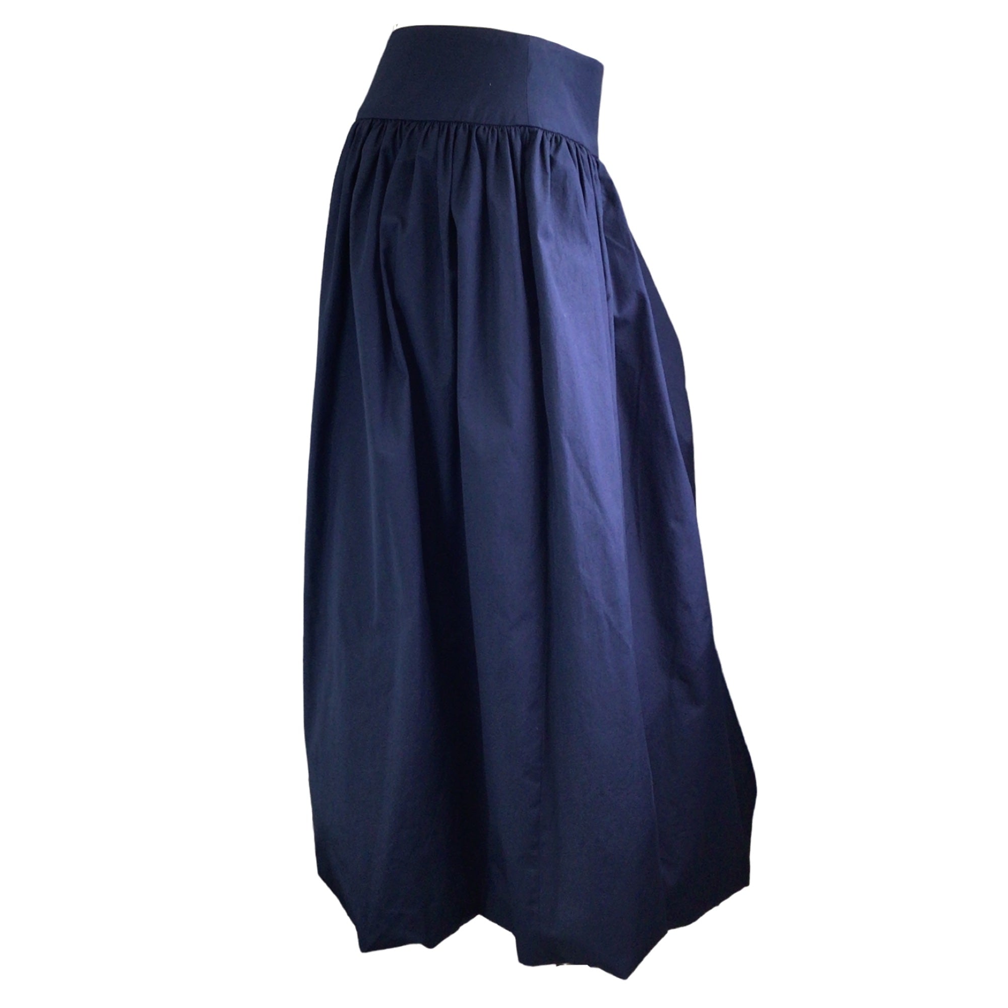 Molly Goddard Navy Blue Cotton Midi Skirt for Women | Flowy A-Line Skirt with Elastic Waist | Perfect for Casual Wear, Office Outfits & Summer Dresses