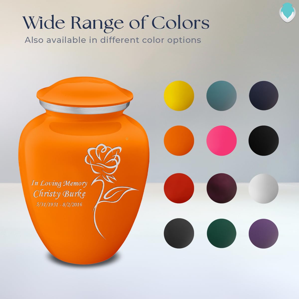 Personalized Rose Cremation Urn for Ashes - Large Burnt Orange Funeral Urn for Adults with Double-Side Engraving (Holds 200 lbs) - Perfect for Memorial Services & Home Display