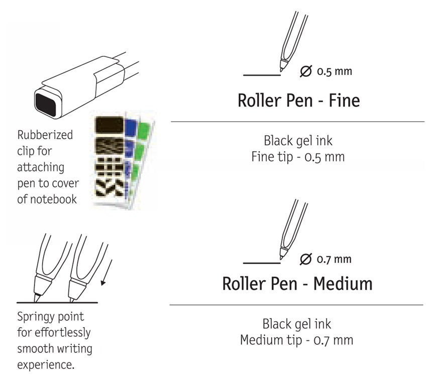 Premium Moleskine Rollerball Pen - Smooth Writing Gel Ink Pen for Journaling, Note Taking & Office Use - Black Ink Refillable Pen for Professionals & Students
