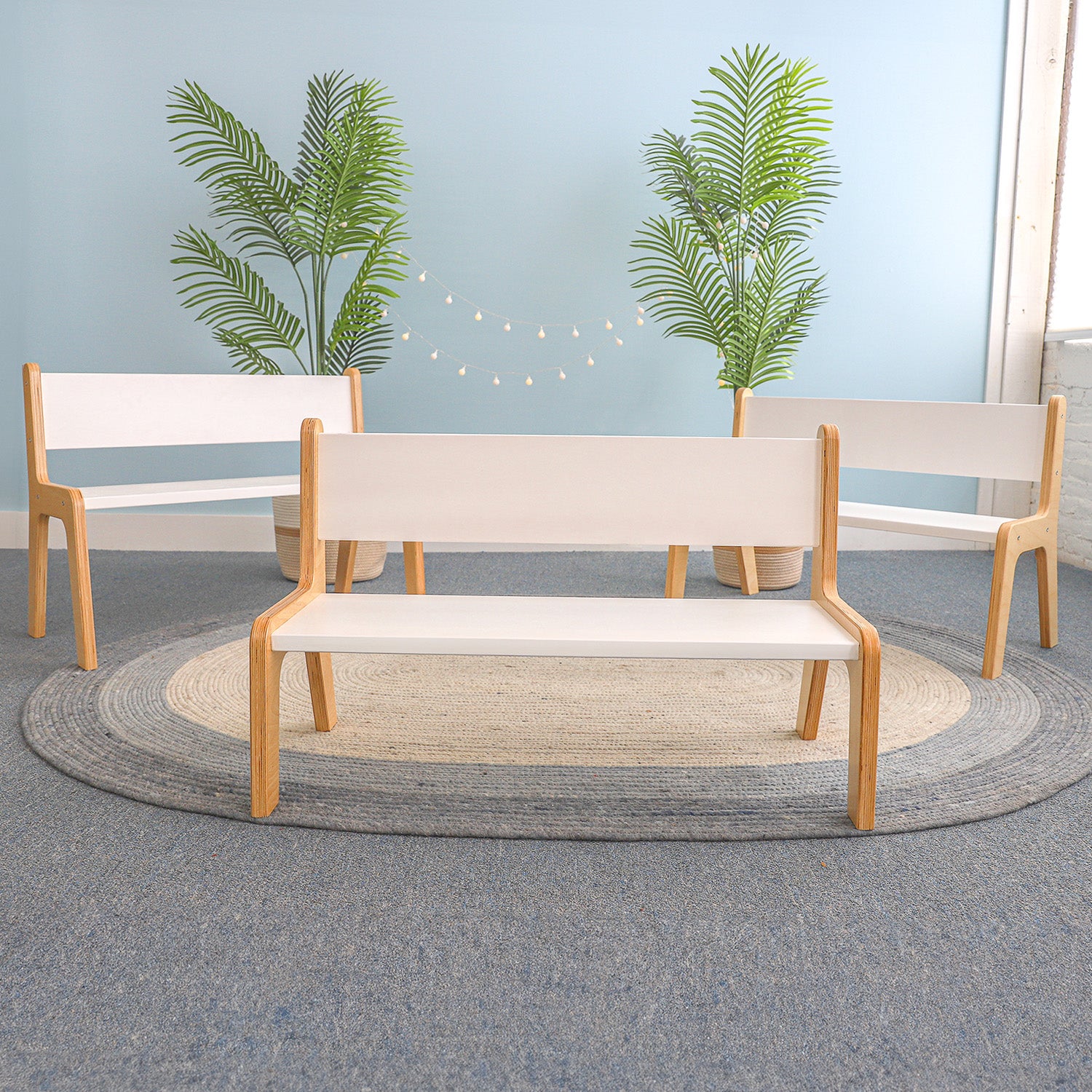 elevatED™ 10-Inch White Wooden Bench WB1980 - Perfect for Entryway, Bedroom, or Garden Seating