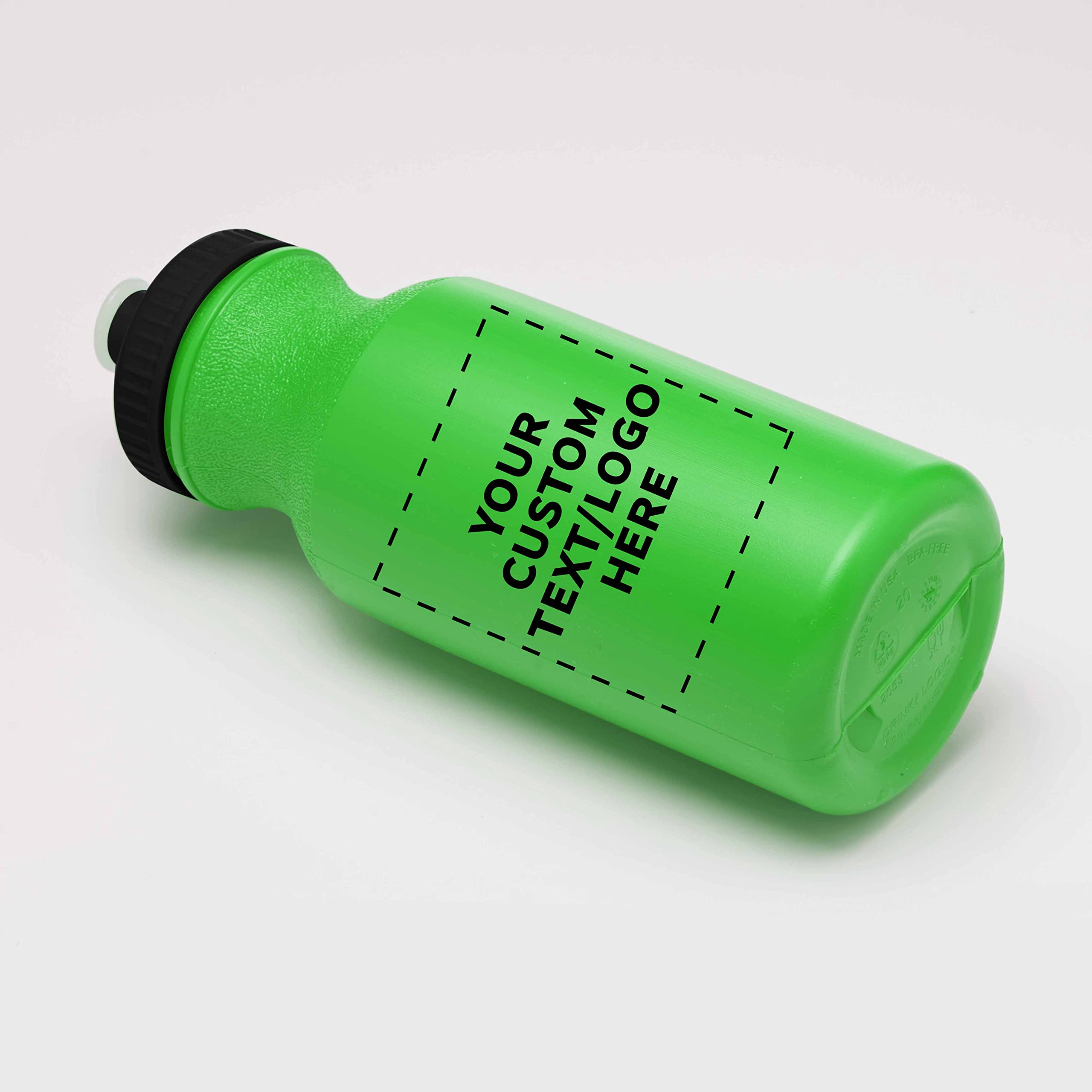 Custom 20 oz. Water Bottles with Push Cap - Bulk Pack of 100 Personalized Neon Green Sport Bottles - Ideal for Gym, Hiking, Camping & Outdoor Activities - Durable Leak-Proof Design for Workouts, Travel & Adventure