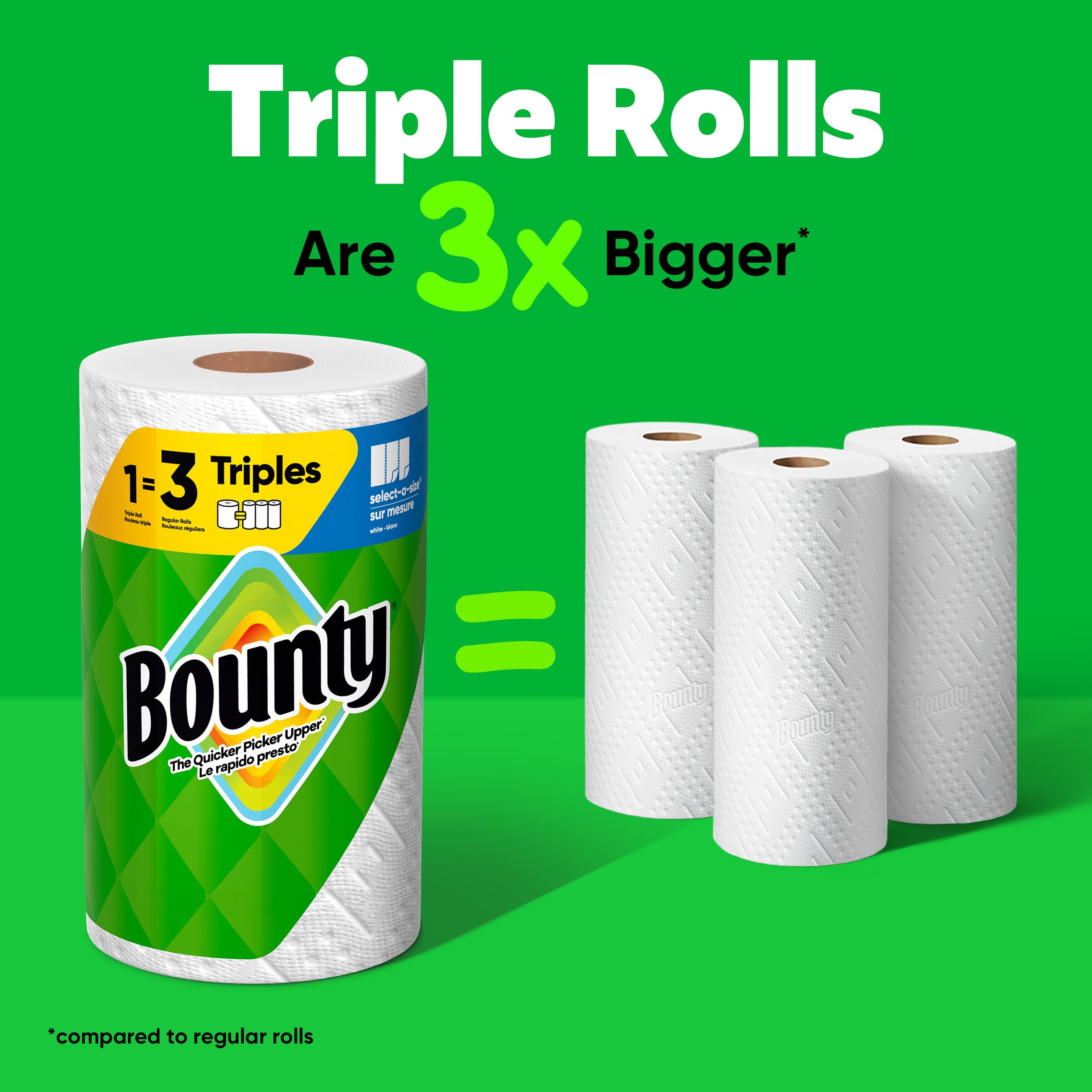 Bounty Select-A-Size Paper Towels | 2 Triple Rolls (6 Regular Rolls) | Super Absorbent & Strong | Perfect for Kitchen Cleaning, Spills & Household Use