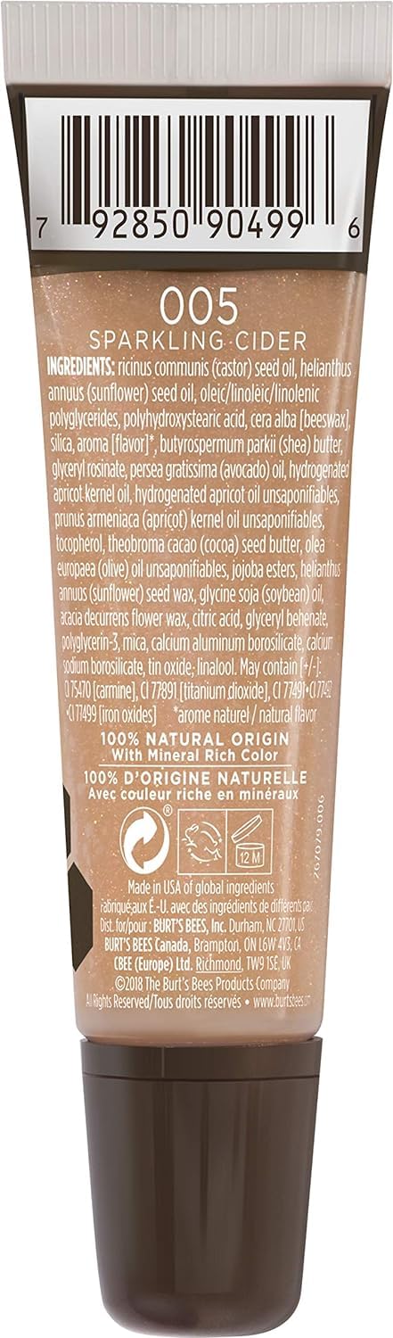 BURTS BEES Sparkling Cider Lip Gloss - 0.5 oz (14g) Moisturizing & Shiny Lip Balm for Soft Lips | Perfect for Daily Wear, Date Night & Holiday Makeup Looks