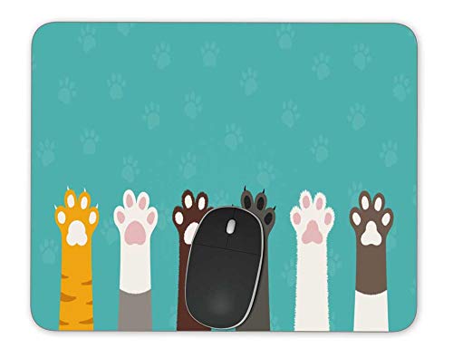 Non-Slip Rubber Mouse Pad with Cute Cat Claw Design - 9.5