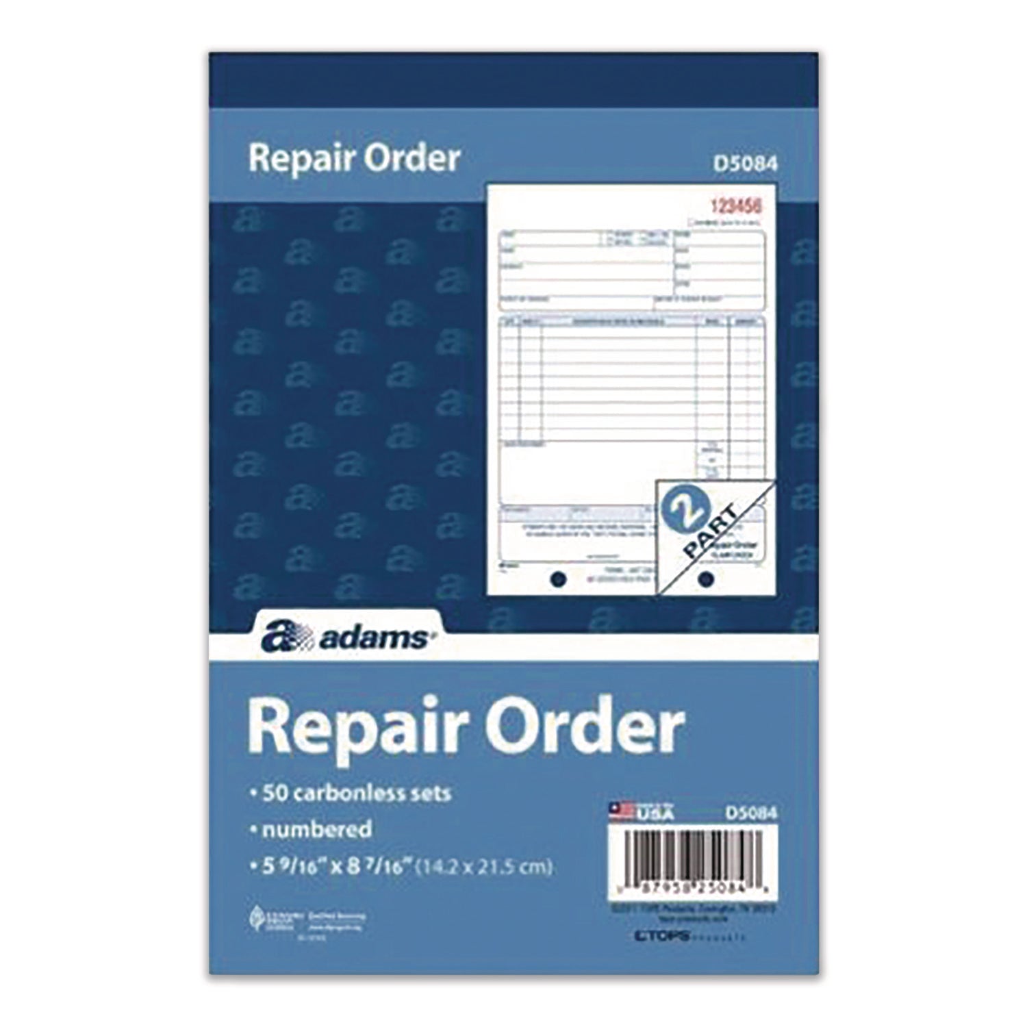 Adams® Multipart Repair Order Pad - 2-Part Carbonless, 5.56