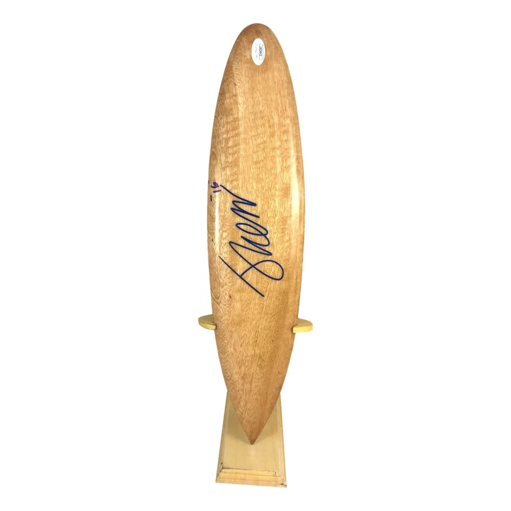 Josh Kerr Autographed Mini Wooden Surf Board with Stand - Hand Signed by Pro Surfer, Includes JSA COA - Perfect for Surfing Fans, Beach Decor & Collectors