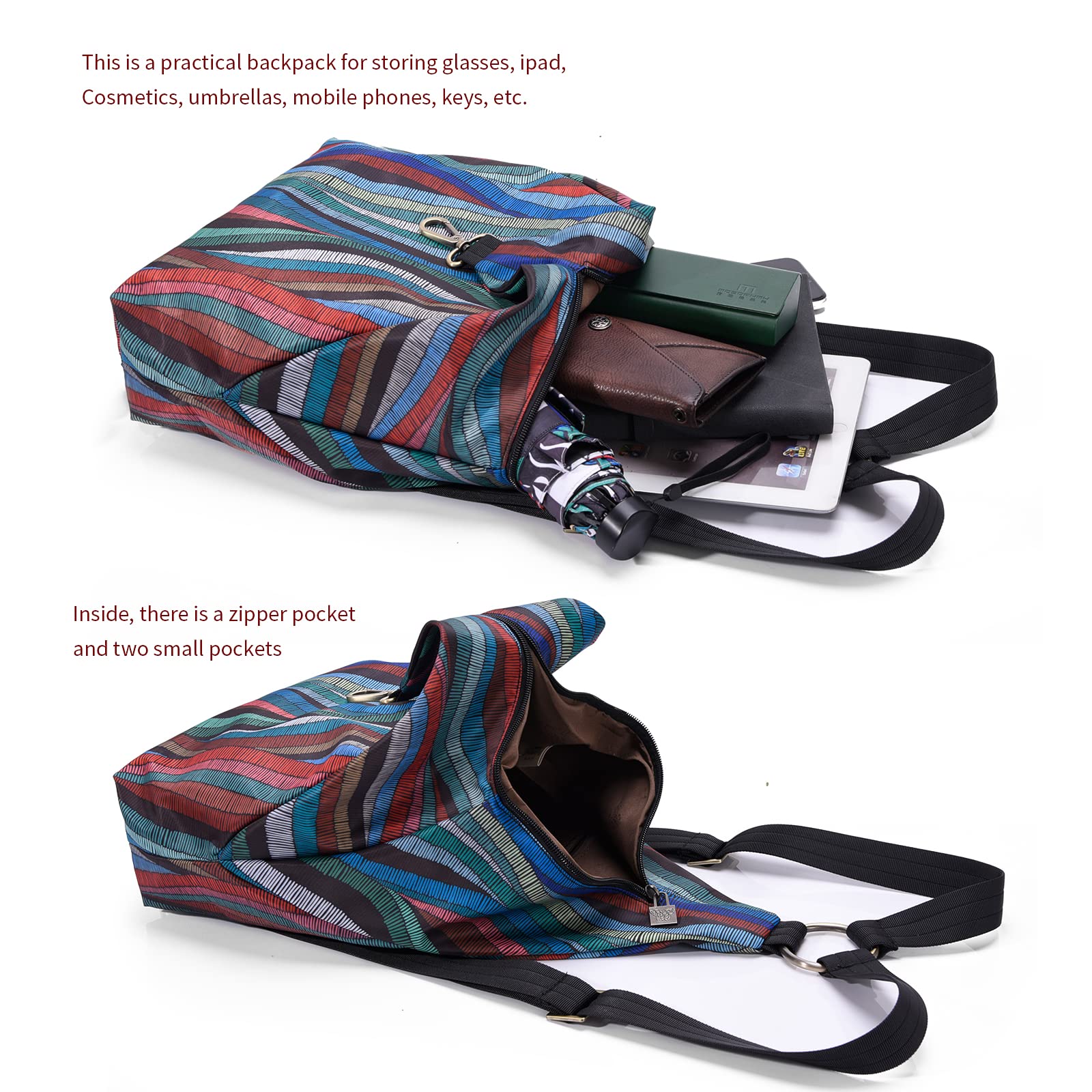 Black Butterfly Premium Bohemian Style Women's Backpack - Fashionable Casual Daypack & Small Purse (68 Multicolor) - Perfect for Travel, Work & Everyday Use