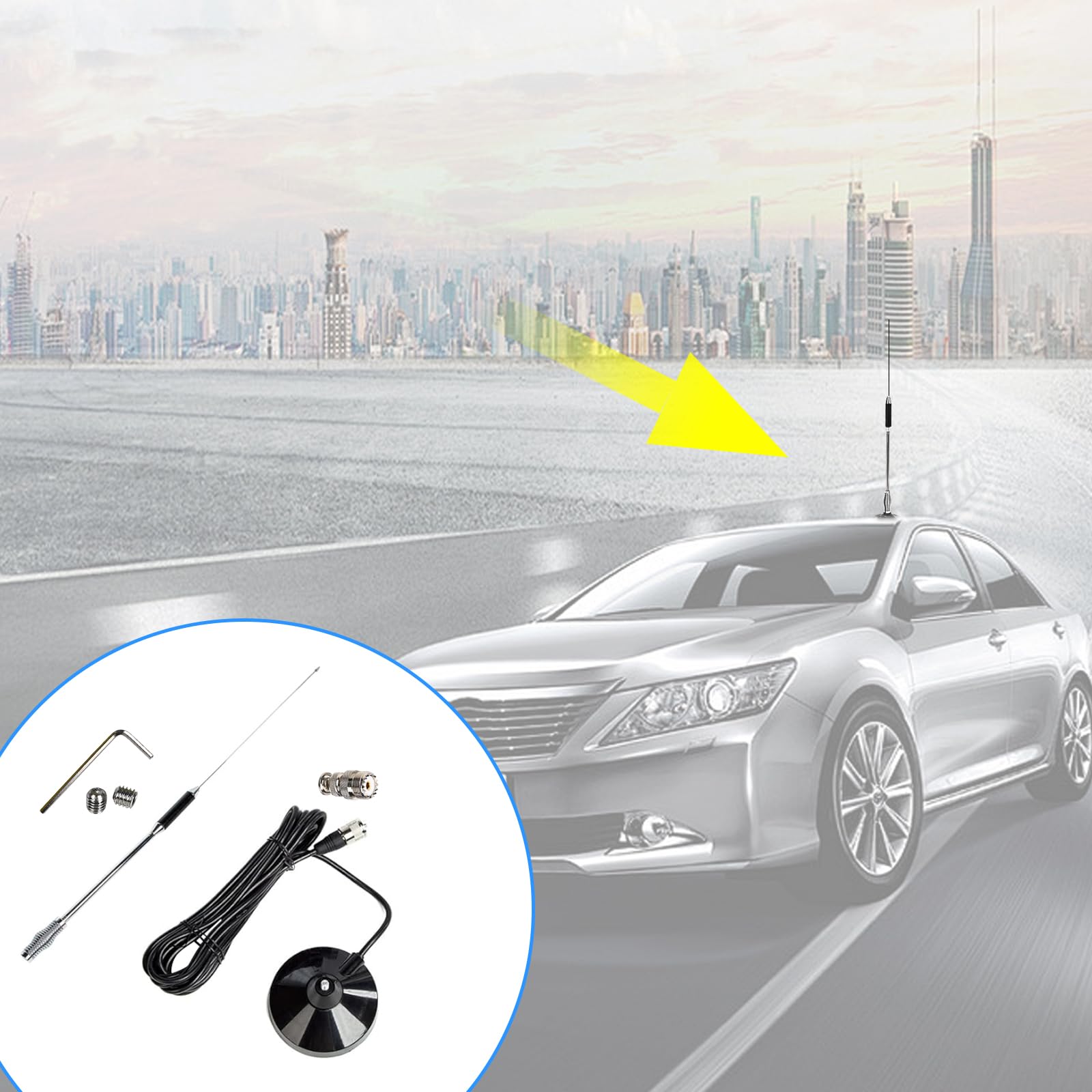 27MHz CB Radio Antenna 27 Inch - BNC Connector & Magnetic Base Compatible with President, Midland, Cobra, Uniden, Anytone Truck Radios - Durable Car Antenna for Long Range Communication on Highways & Off-Road Adventures