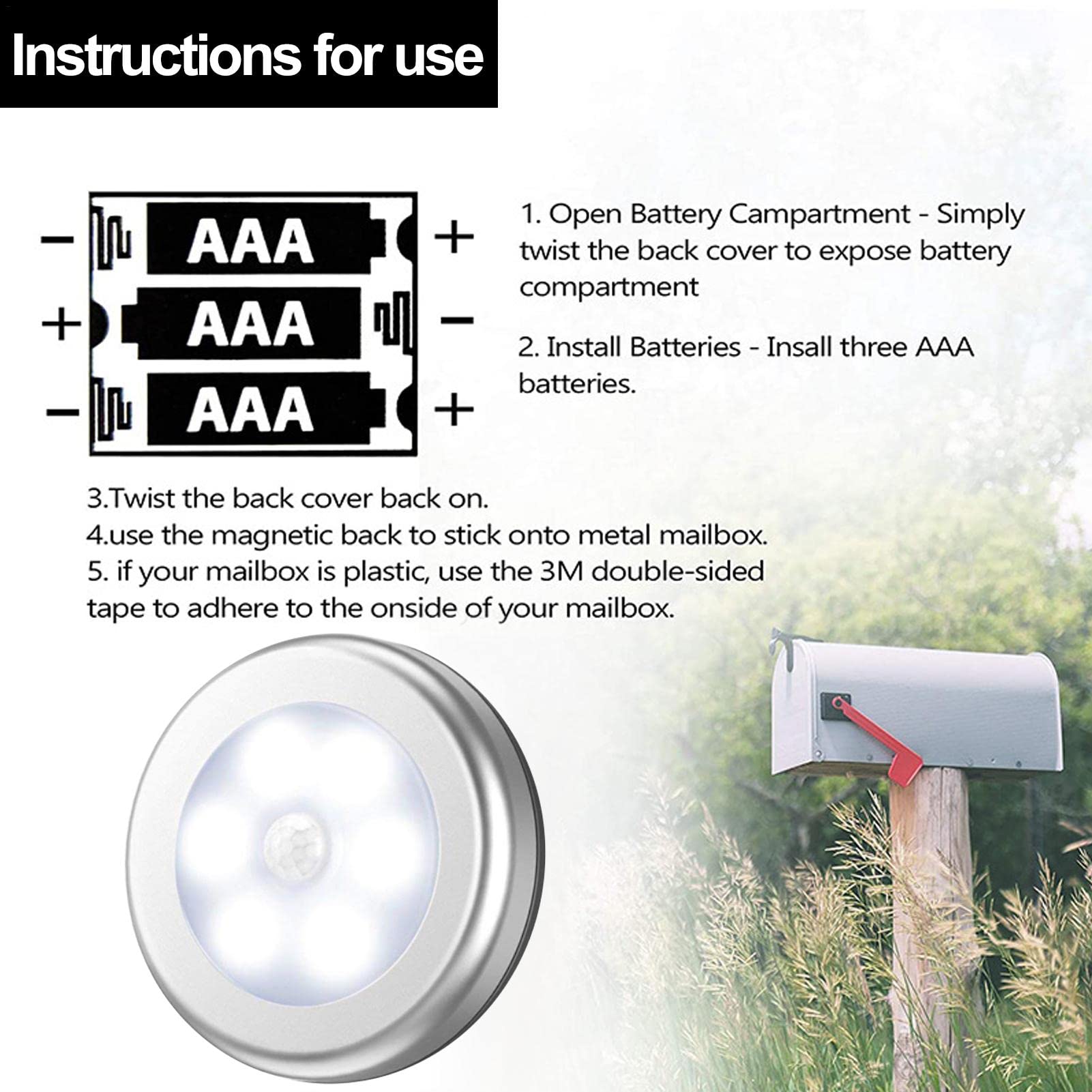 Motion Sensor LED Closet Lights - Battery Powered Indoor Night Light for Home, Kitchen, Hallway, Cabinet & Wardrobe | Perfect for Bedroom Safety, Mailbox Lighting & Dark Space Illumination