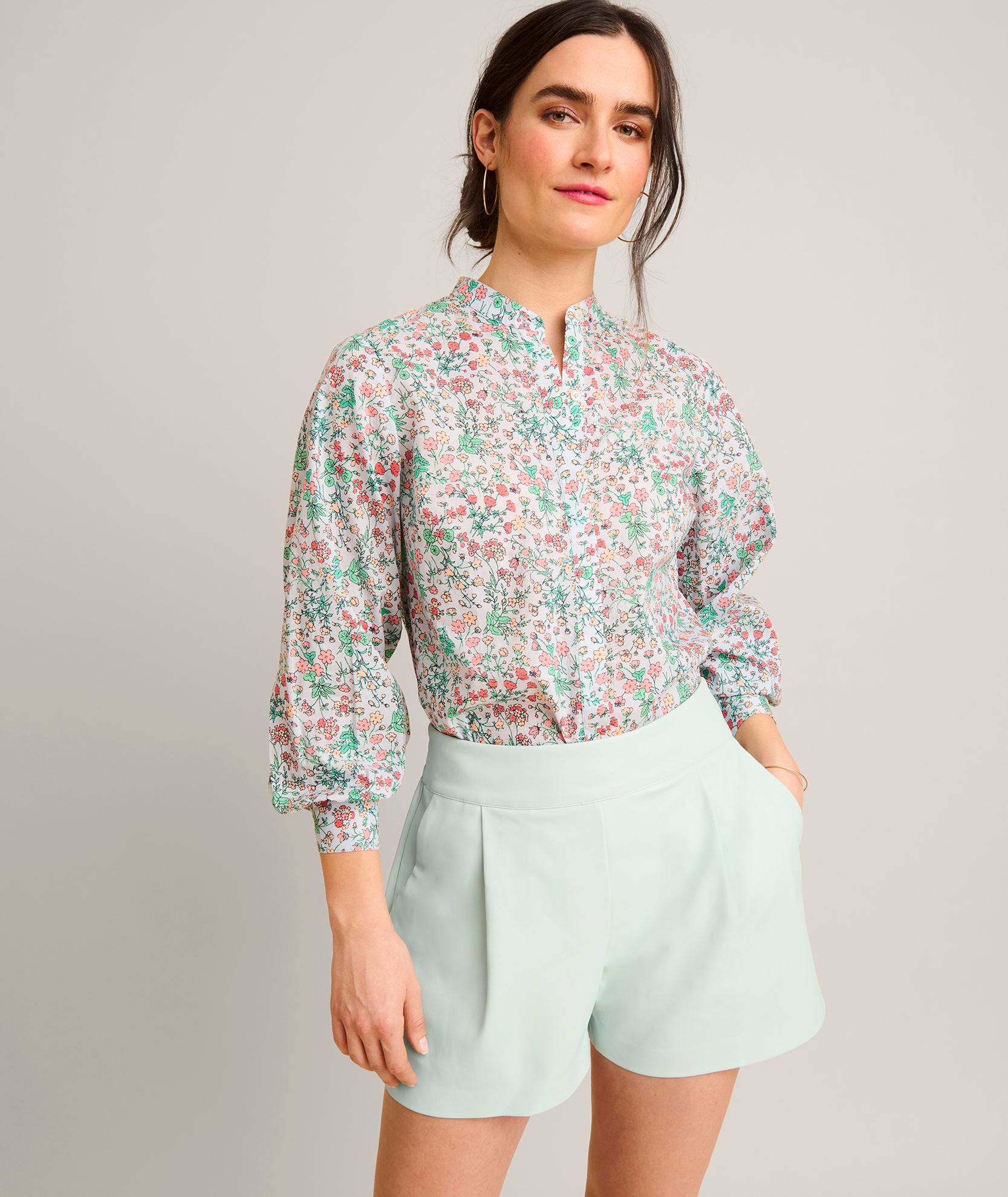 Premium Cotton Band Collar Hallie Shirt for Women - Comfortable Casual & Office Wear - Perfect for Business Meetings, Dates & Everyday Style
