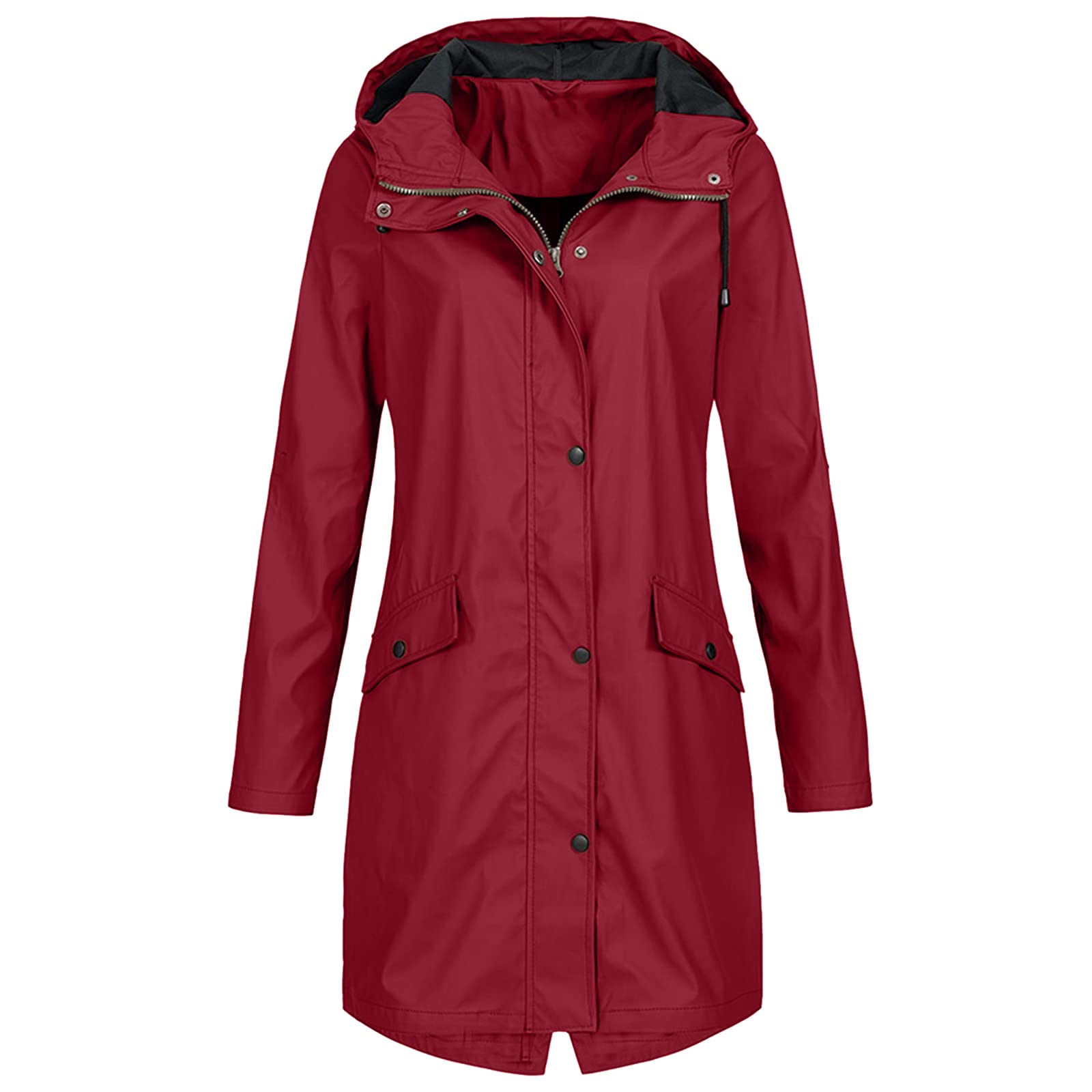 Women's Waterproof Lightweight Hooded Rain Jacket - Windproof Trench Coat for Outdoor Travel, Hiking & Commuting