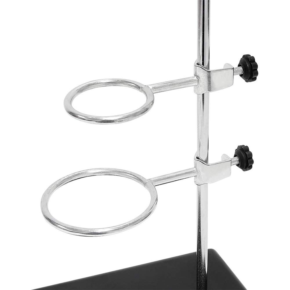Premium Laboratory Retort Stand for Titration & Extraction - XMWangzi Chemistry Lab Support with Burette Clamp & 2 Flask Rings (16