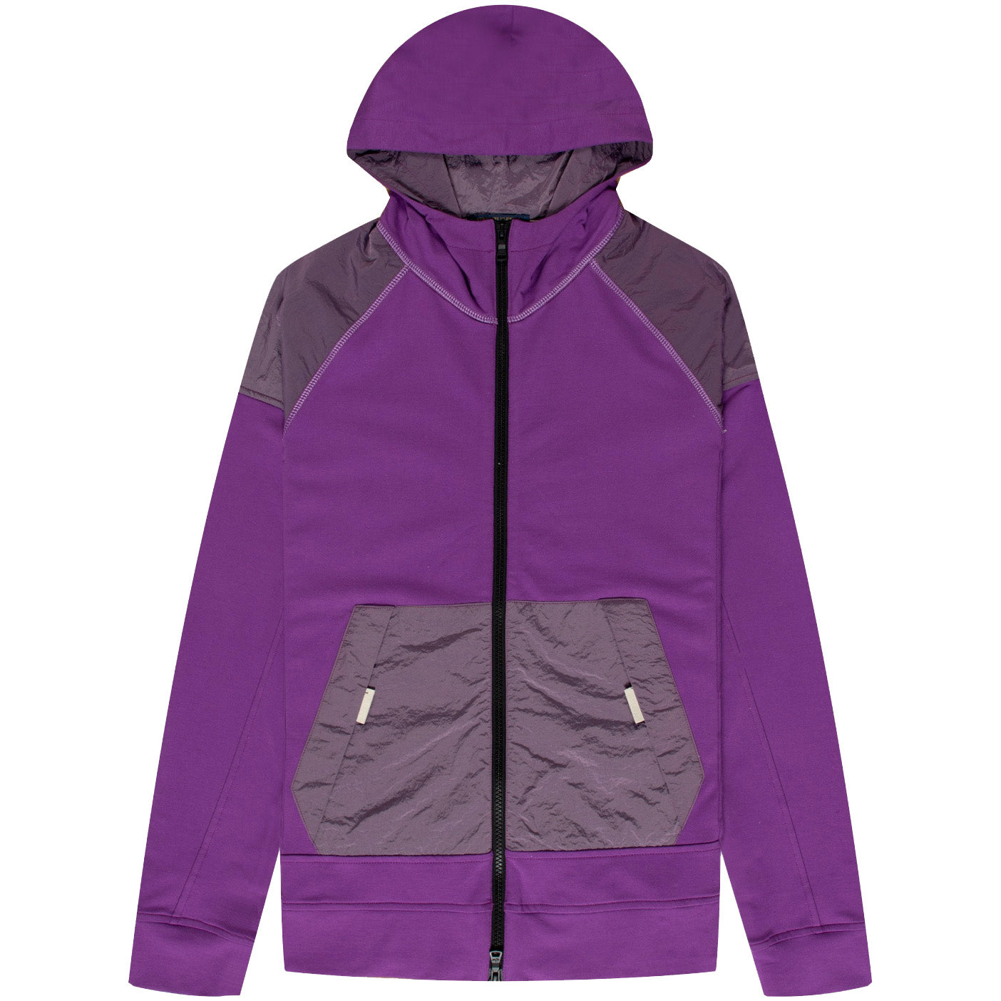Paul & Shark Men's Nylon Patched Hoodie - Magenta Pullover for Casual Wear & Outdoor Activities