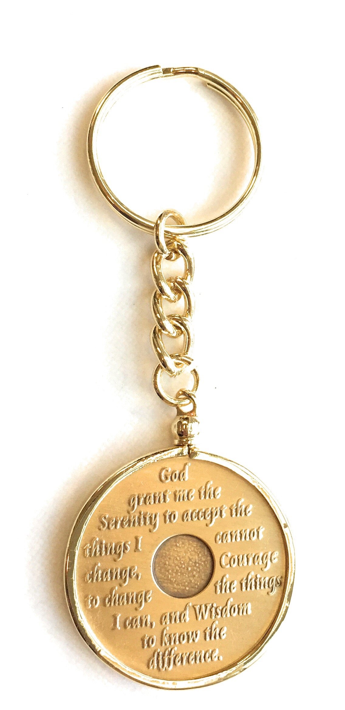 Xingcolo AA Alcoholics Anonymous Medallion Chip Holder Keychain - Gold Tone Sobriety Token for 12 Step Recovery, Gifts & Daily Motivation