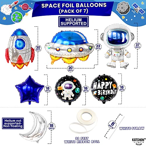 KatchOn 22-Pack Large Happy Birthday Outer Space Balloons Set - Rocketship Themed Party Decorations for Kids & Adults | Perfect for Galaxy Birthday Parties, Baby Showers & Space-Themed Events