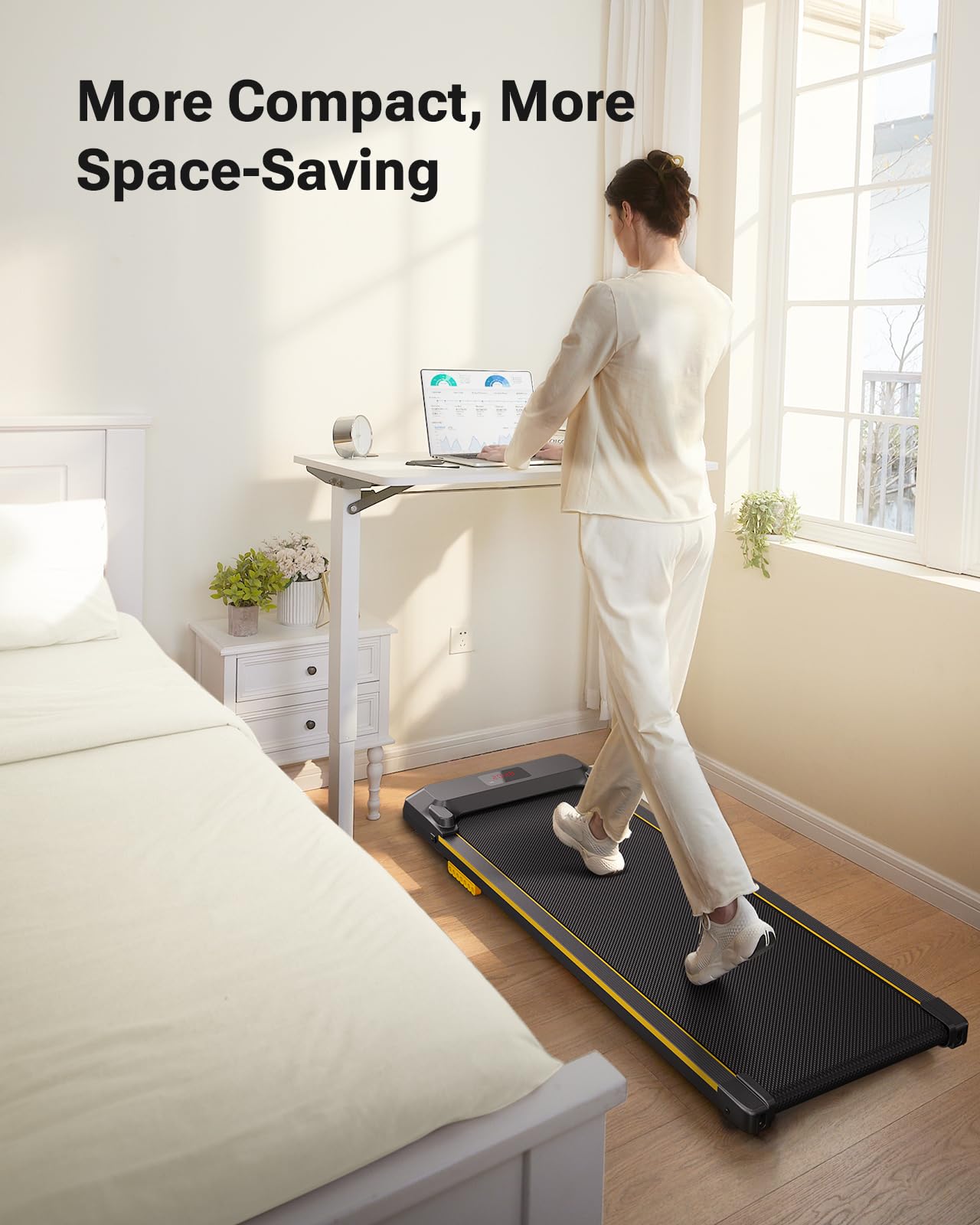 UREVO 2-in-1 Under Desk Treadmill with Remote Control & LED Display - Portable Walking Pad for Home & Office Use | Compact Exercise Machine for Workstation, Small Spaces & Indoor Fitness