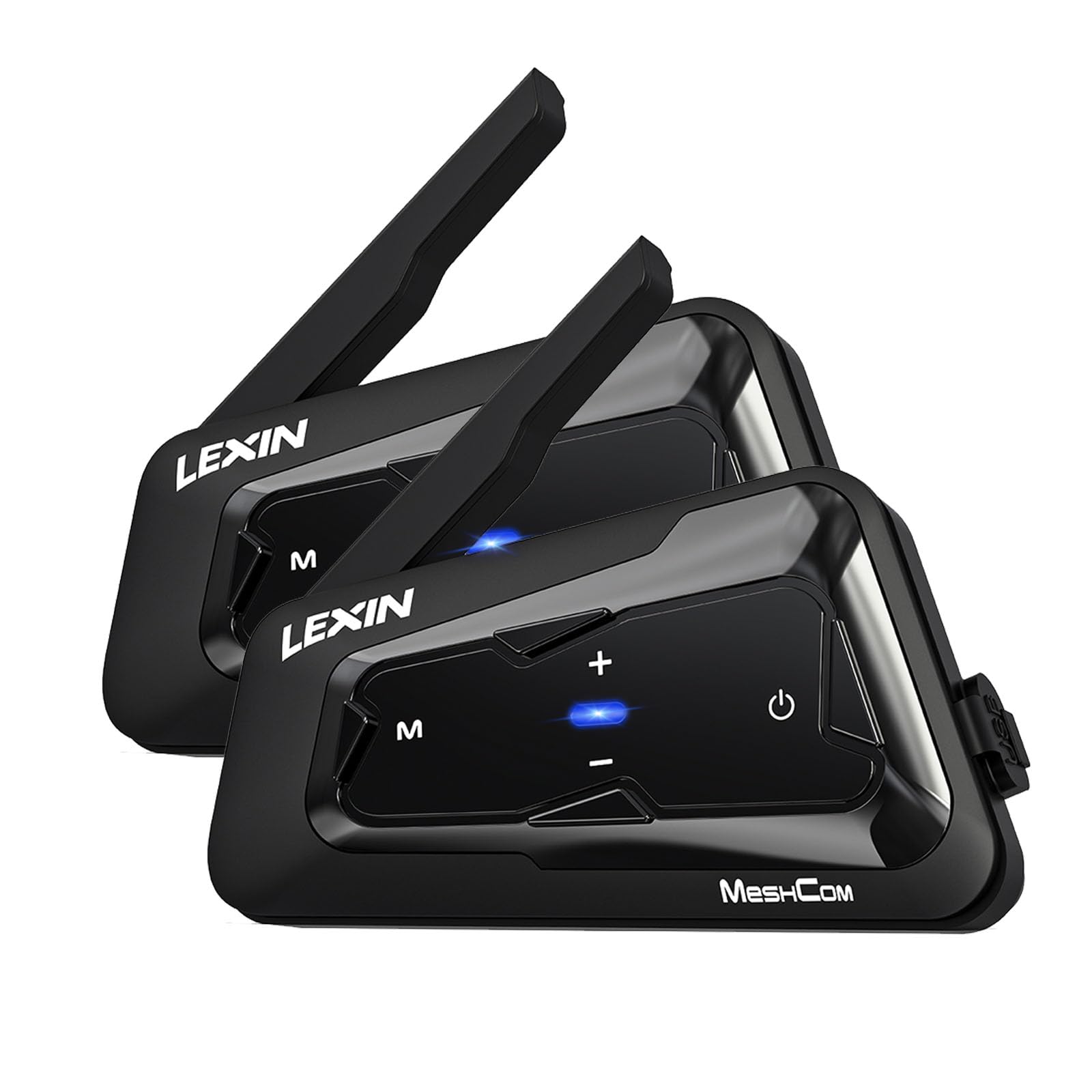 LEXIN MeshCom Motorcycle Bluetooth Headset - Mesh Group Helmet Communication System with Audio Multitasking, Music Sharing & IP67 Waterproof - Dual Pack for Riders (Ideal for Group Rides, Touring & Daily Commuting)