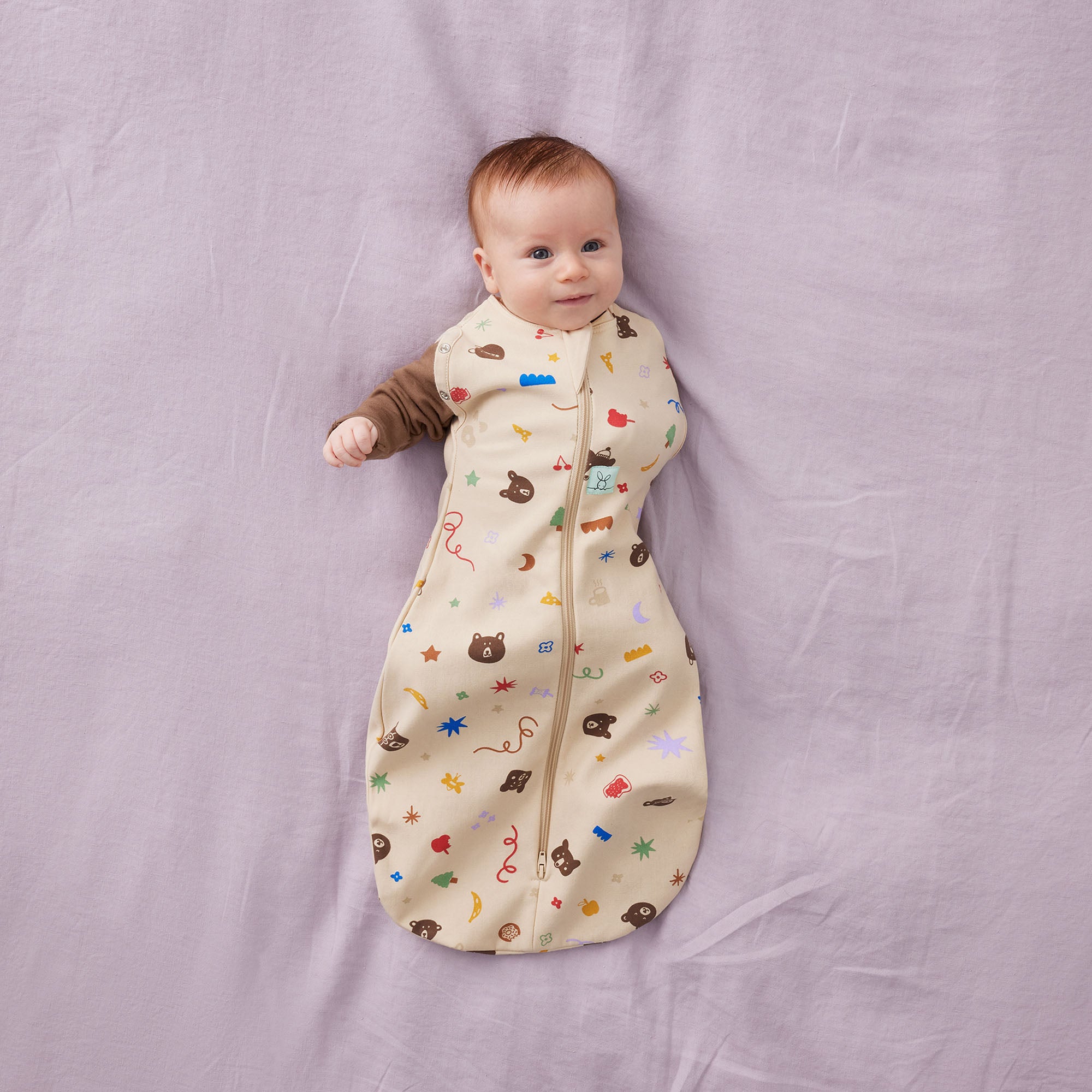 ErgoPouch Cocoon Zip Swaddle Bag 1.0 TOG - Teddy Bear Party Design | Baby Sleep Sack for Newborns & Infants | Perfect for Nursery, Bedtime & Travel