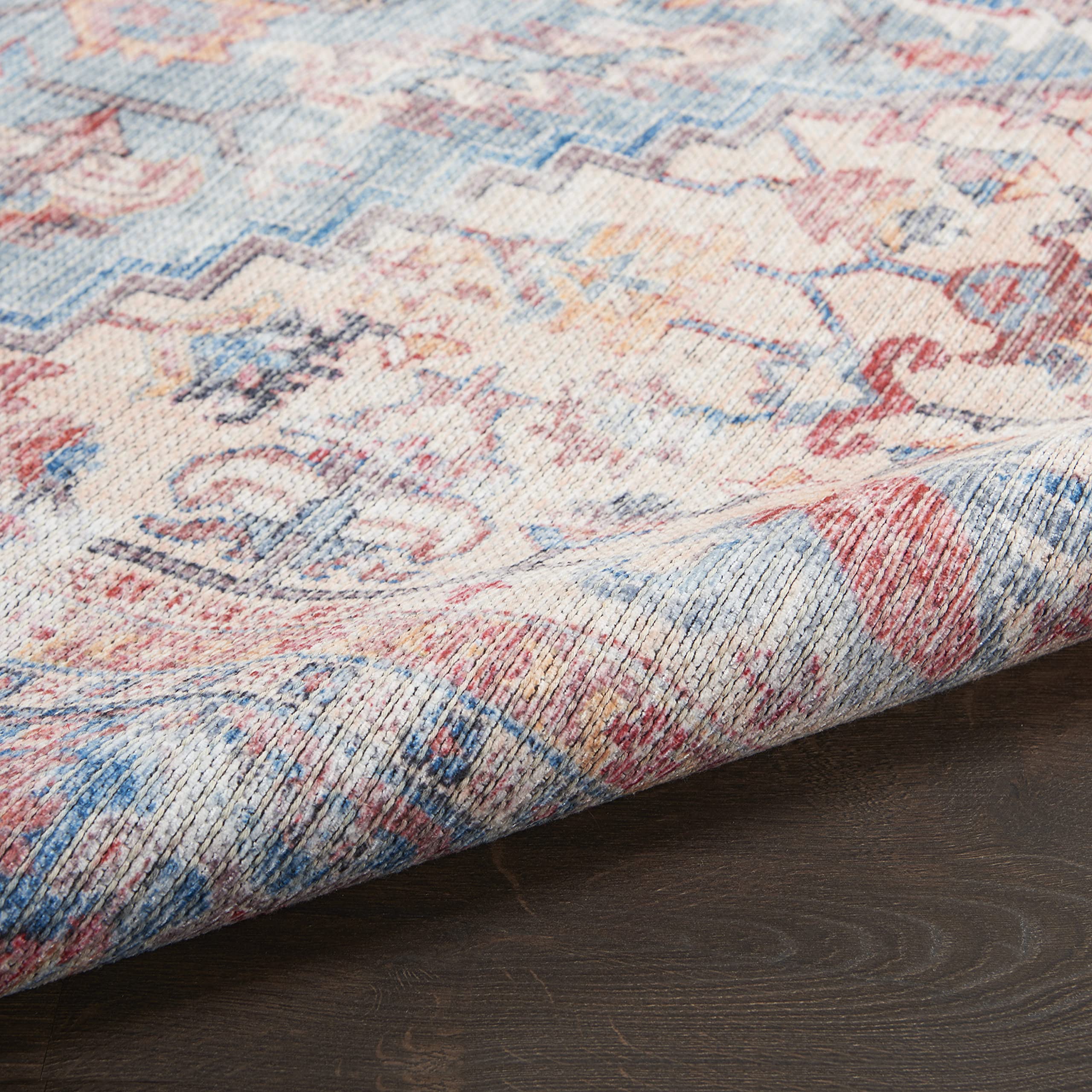 Nicole Curtis Bohemian Blue Area Rug 8x10 ft - Machine Washable, Non-Shedding, Easy to Clean - Perfect for Living Room, Bedroom, Dining Room & Kitchen Decor