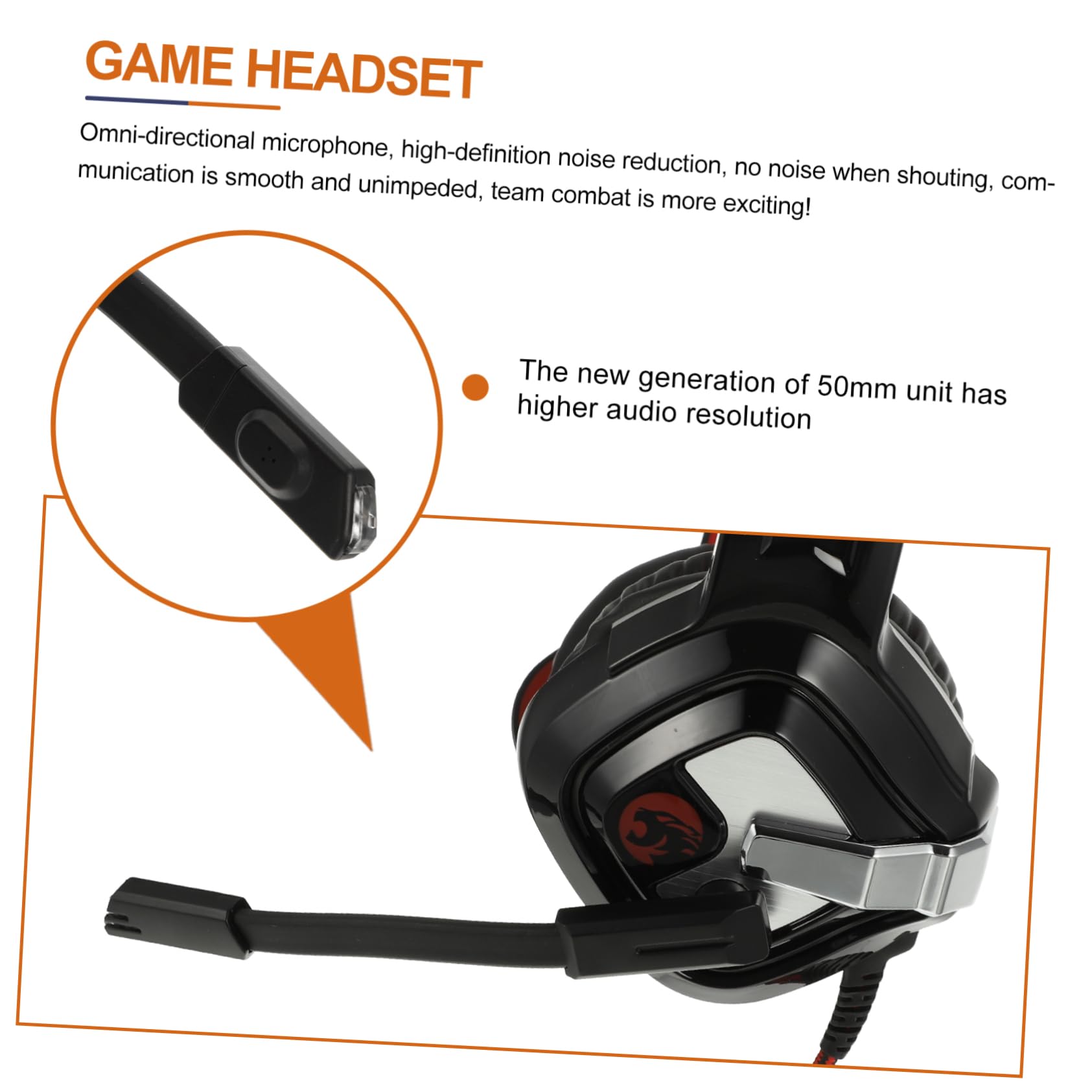 Yardenfun Professional Gaming Headset with Microphone - Over Ear USB/3.5mm Stereo Headphones with LED Lights, Noise Cancelling & Comfortable Fit for PC, PS4, Xbox, Nintendo Switch Gaming & Online Classes
